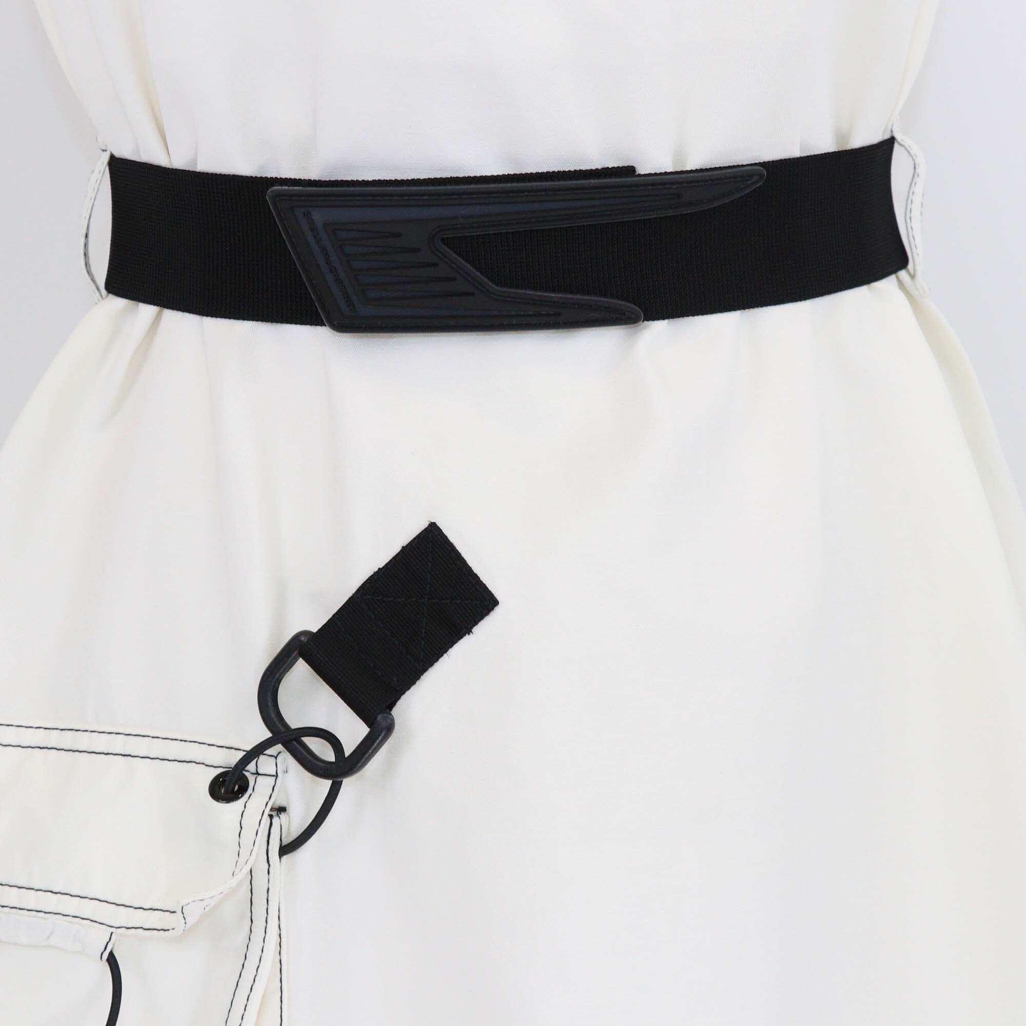 Stella McCartney Cream Sleeveless Square Neckline Belted Cargo Pocket Mini Dress Womens Stella McCartney