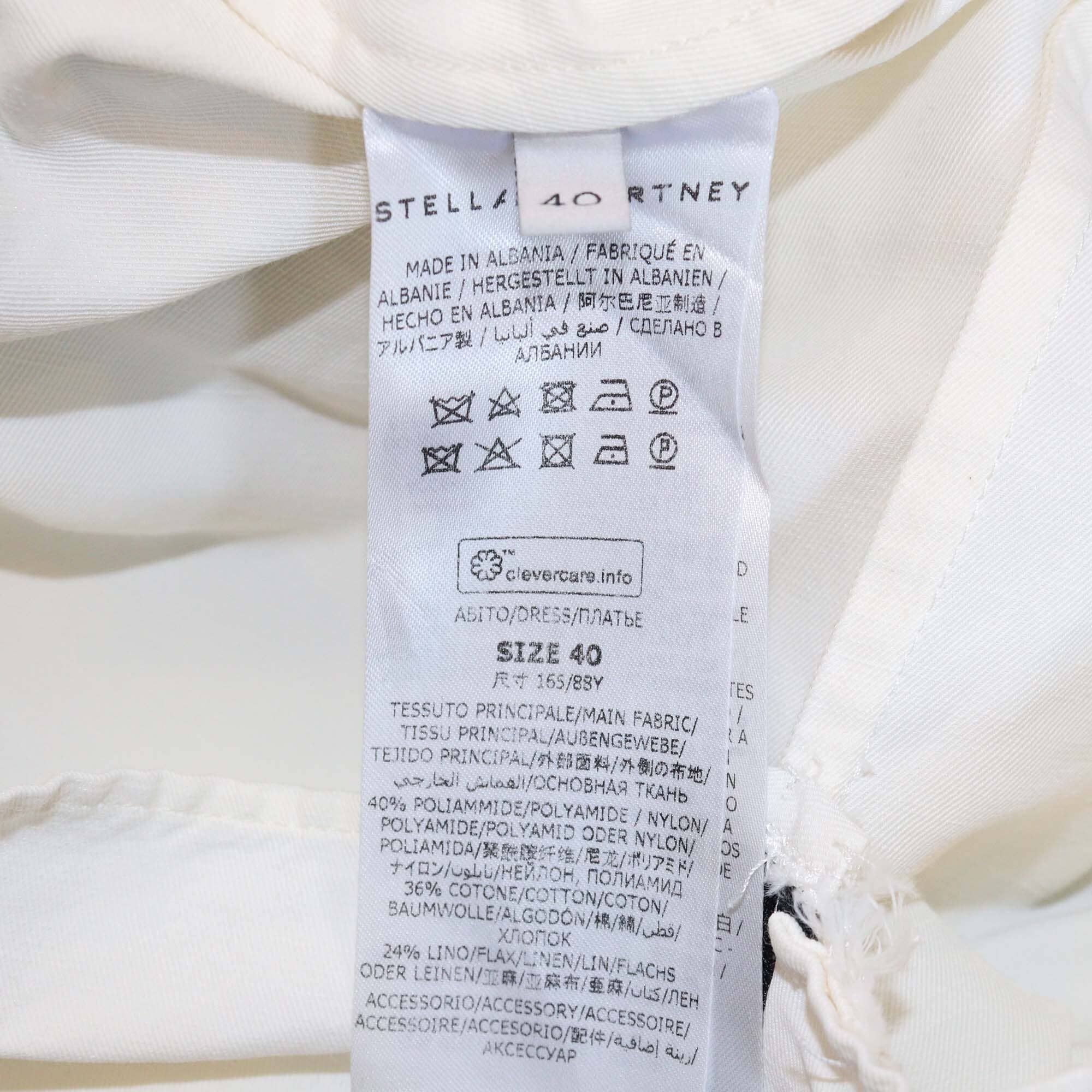 Stella McCartney Cream Sleeveless Square Neckline Belted Cargo Pocket Mini Dress Womens Stella McCartney