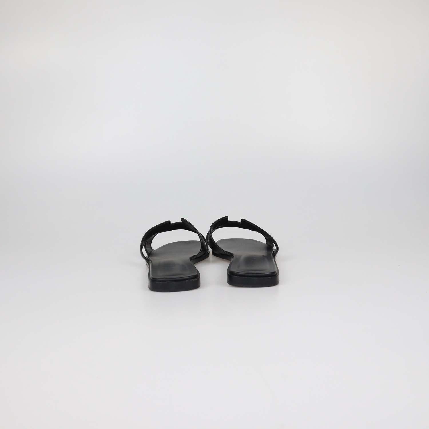 Hermes Black Epsom Leather Oran Sandals