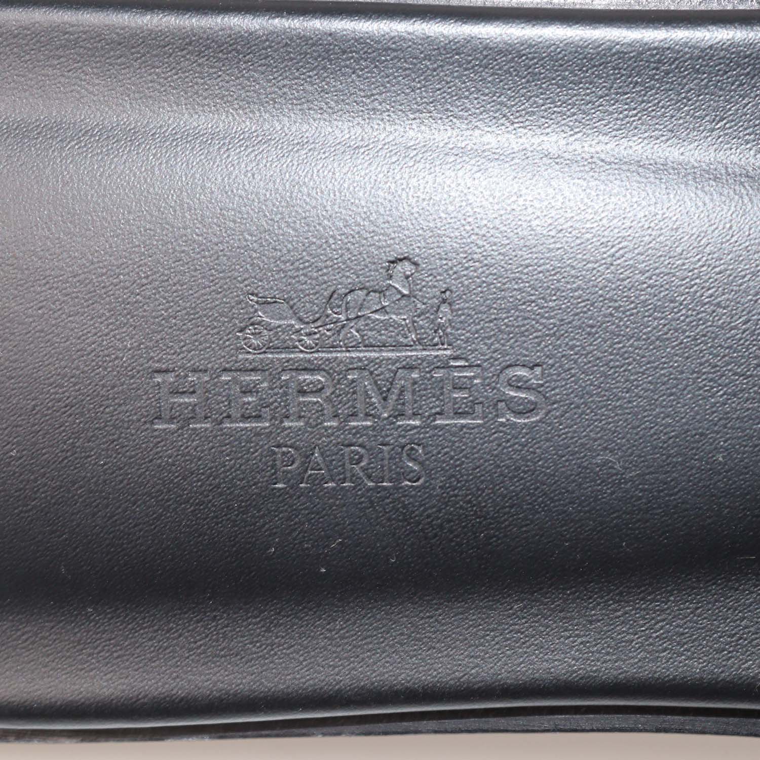 Hermes Black Epsom Leather Oran Sandals
