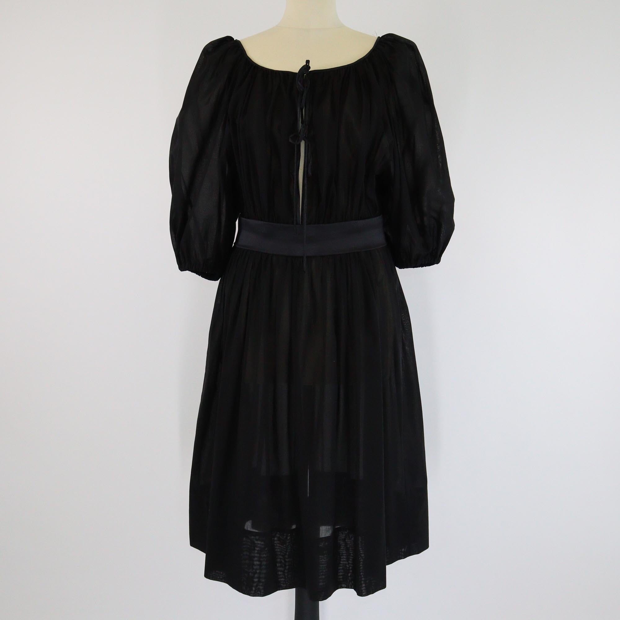 Dolce & Gabbana Black Belt Detail Flared Midi Dress Womens Dolce & Gabbana