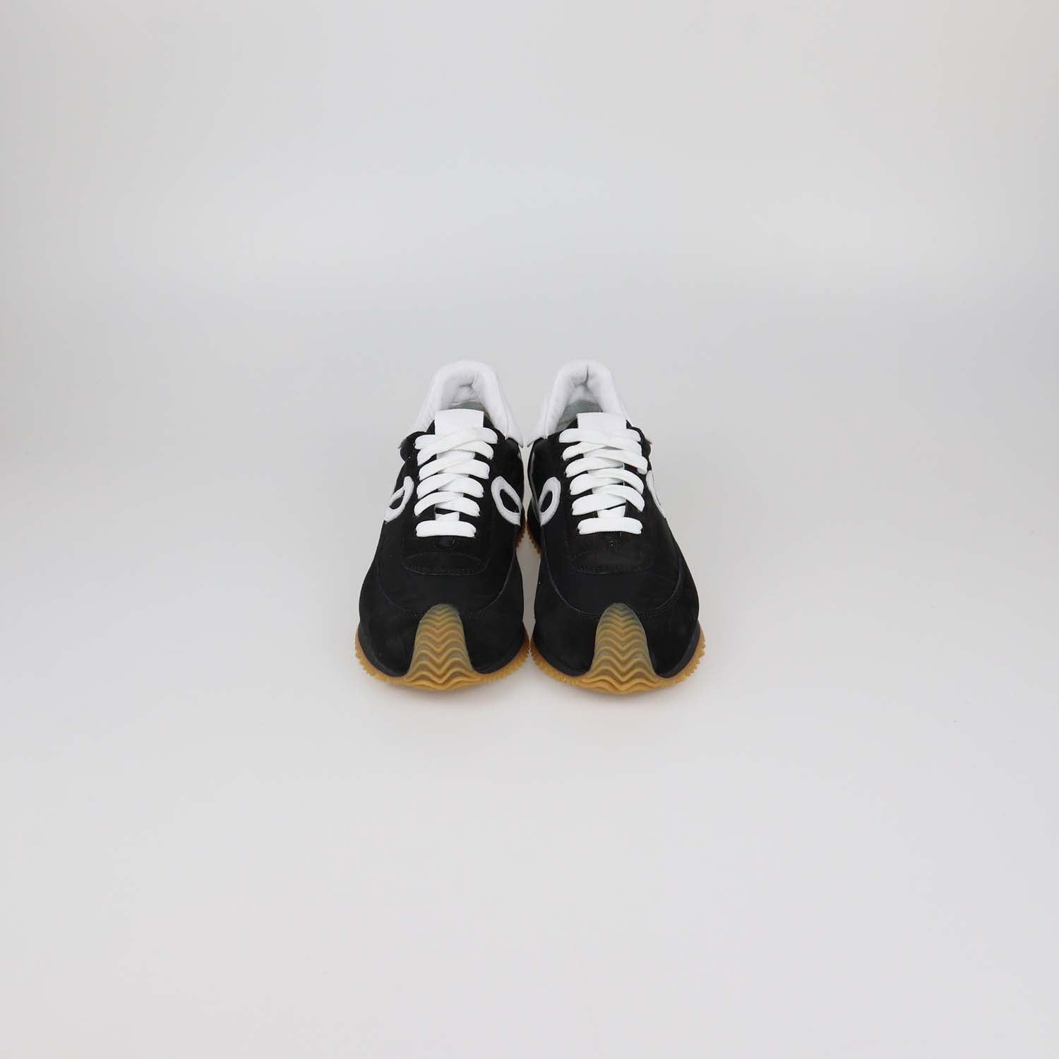 Loewe Black/White Nylon and Suede Flow Runner Low Top Sneakers