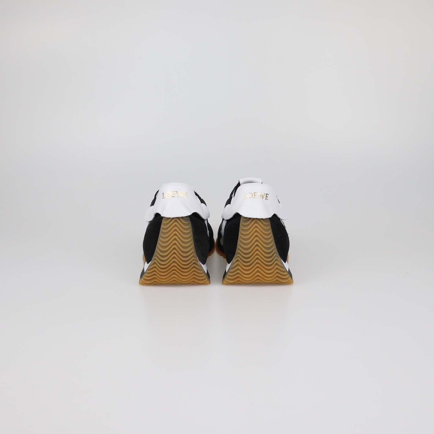 Loewe Black/White Nylon and Suede Flow Runner Low Top Sneakers