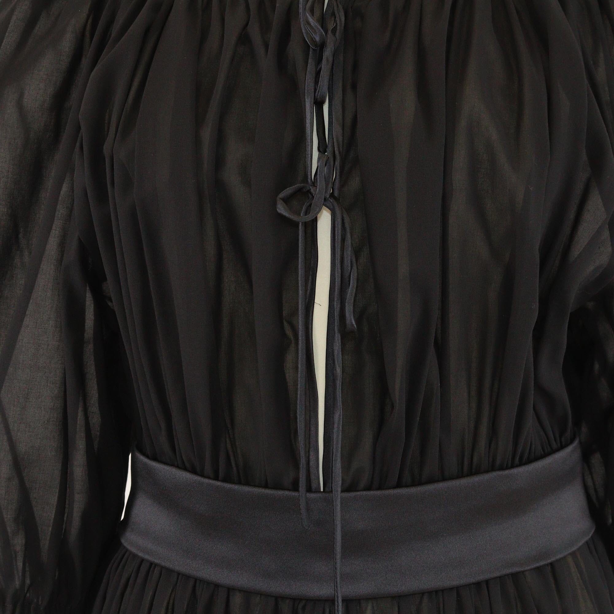 Dolce & Gabbana Black Belt Detail Flared Midi Dress Womens Dolce & Gabbana