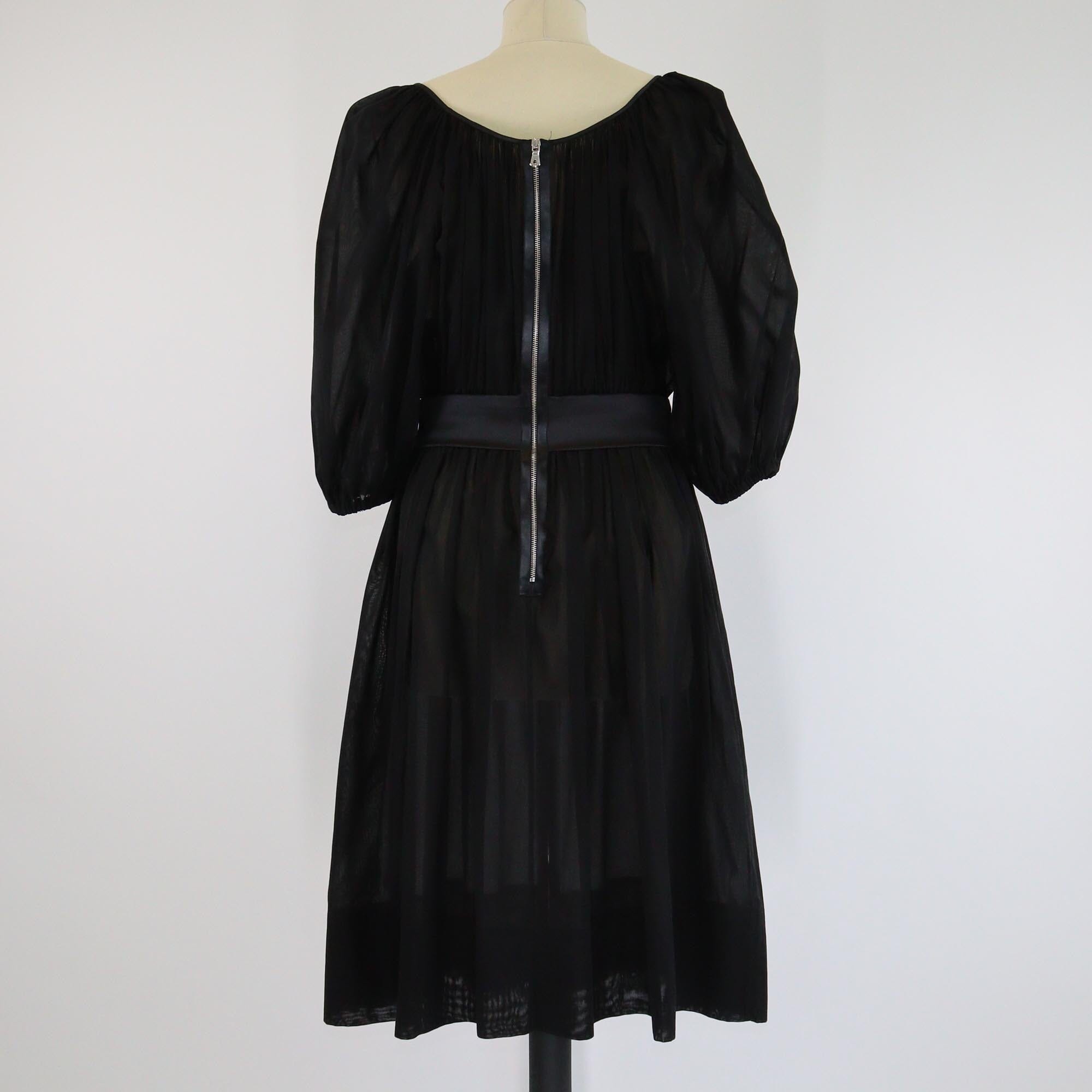 Dolce & Gabbana Black Belt Detail Flared Midi Dress Womens Dolce & Gabbana