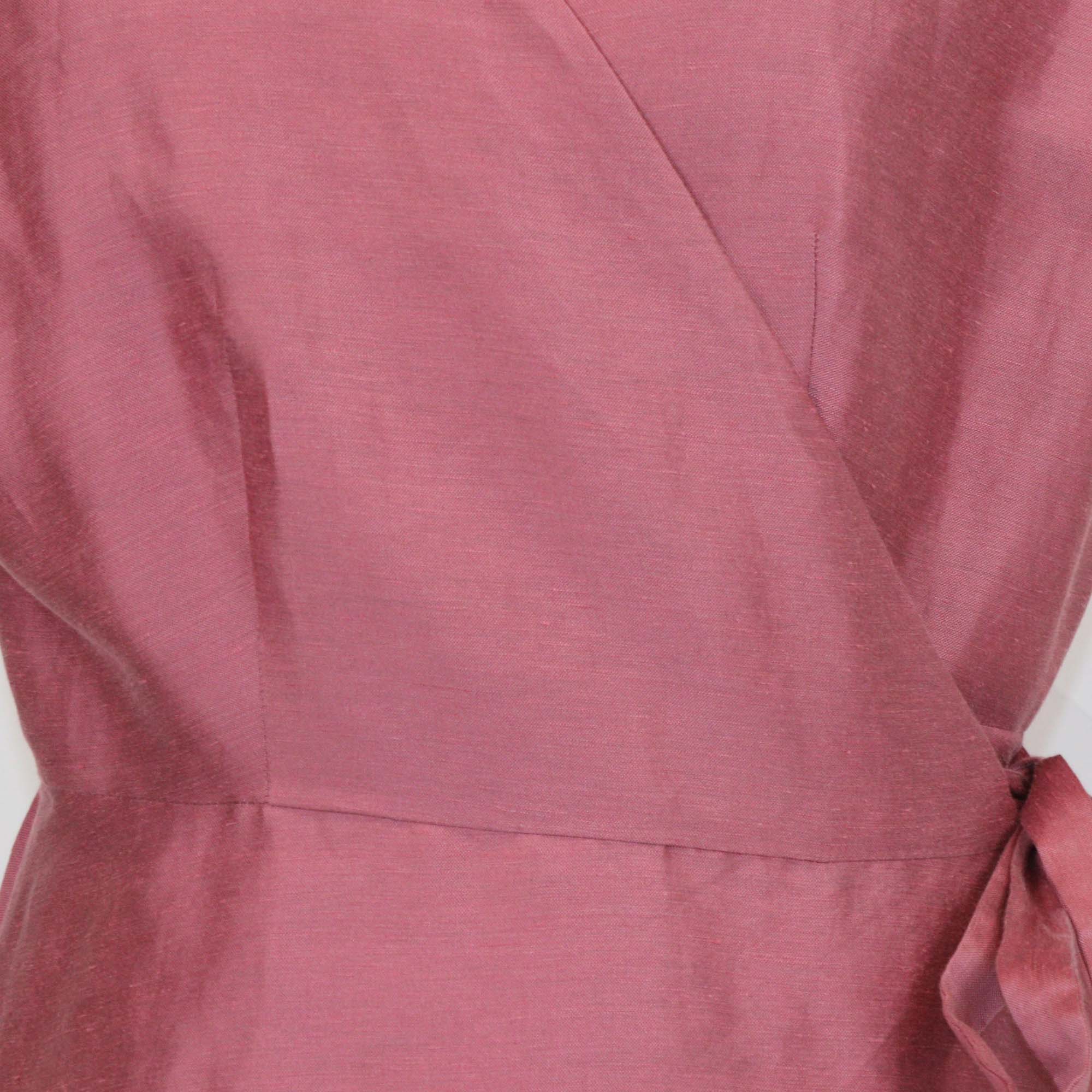 Weekend MaxMara Dark Pink Linen & Silk Luisa Wrap Maxi Dress