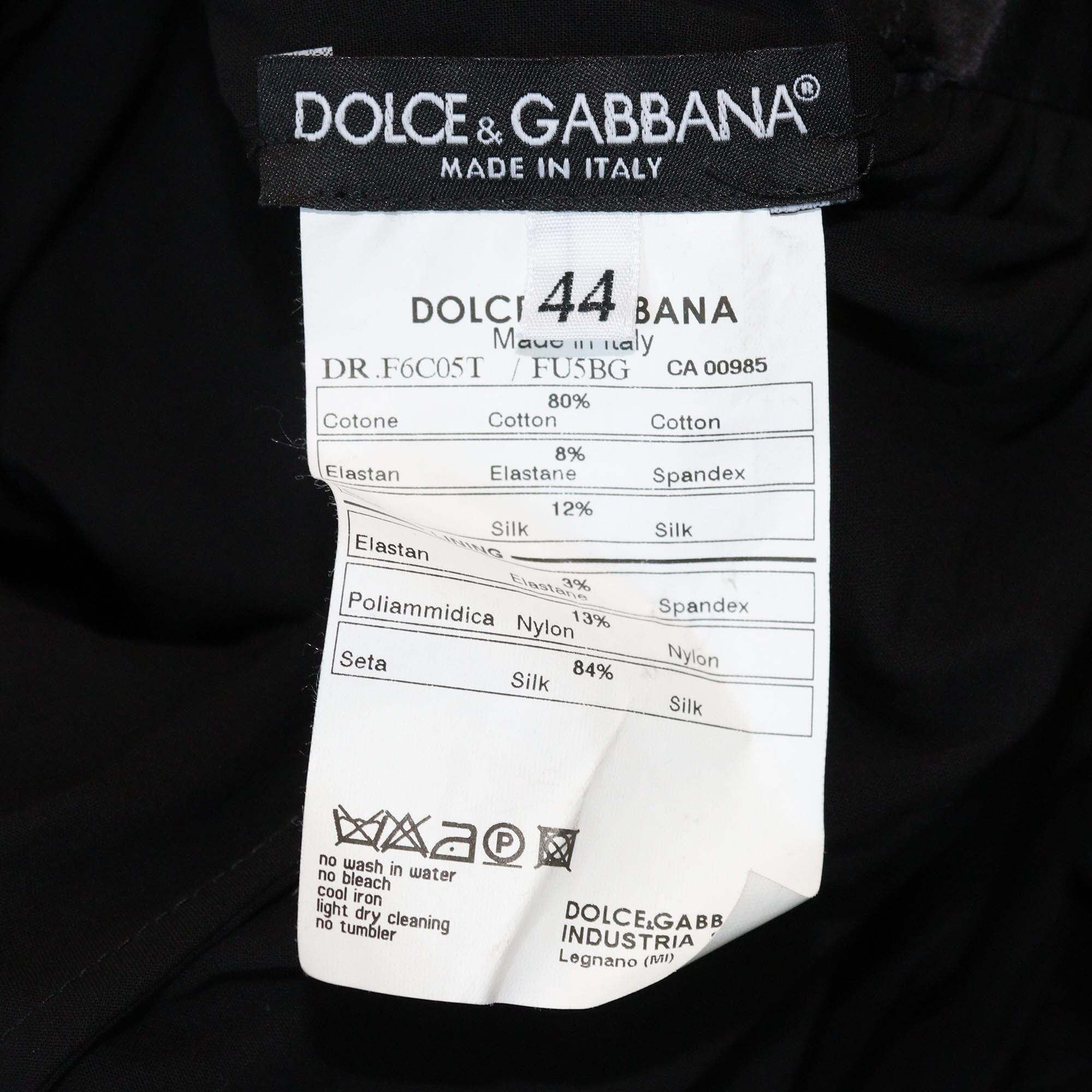 Dolce & Gabbana Black Belt Detail Flared Midi Dress Womens Dolce & Gabbana