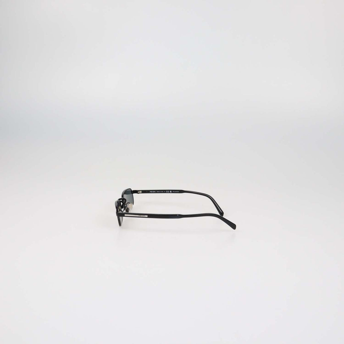 Prada Black Polarized Rectangular Sunglasses