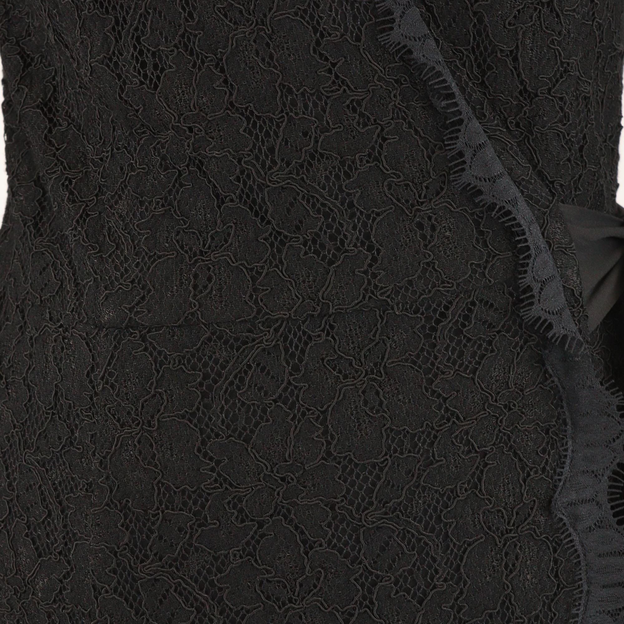 Diane Von Furstenberg Black Lace Wrap DVF Julita Dress Womens Diane Von Furstenberg