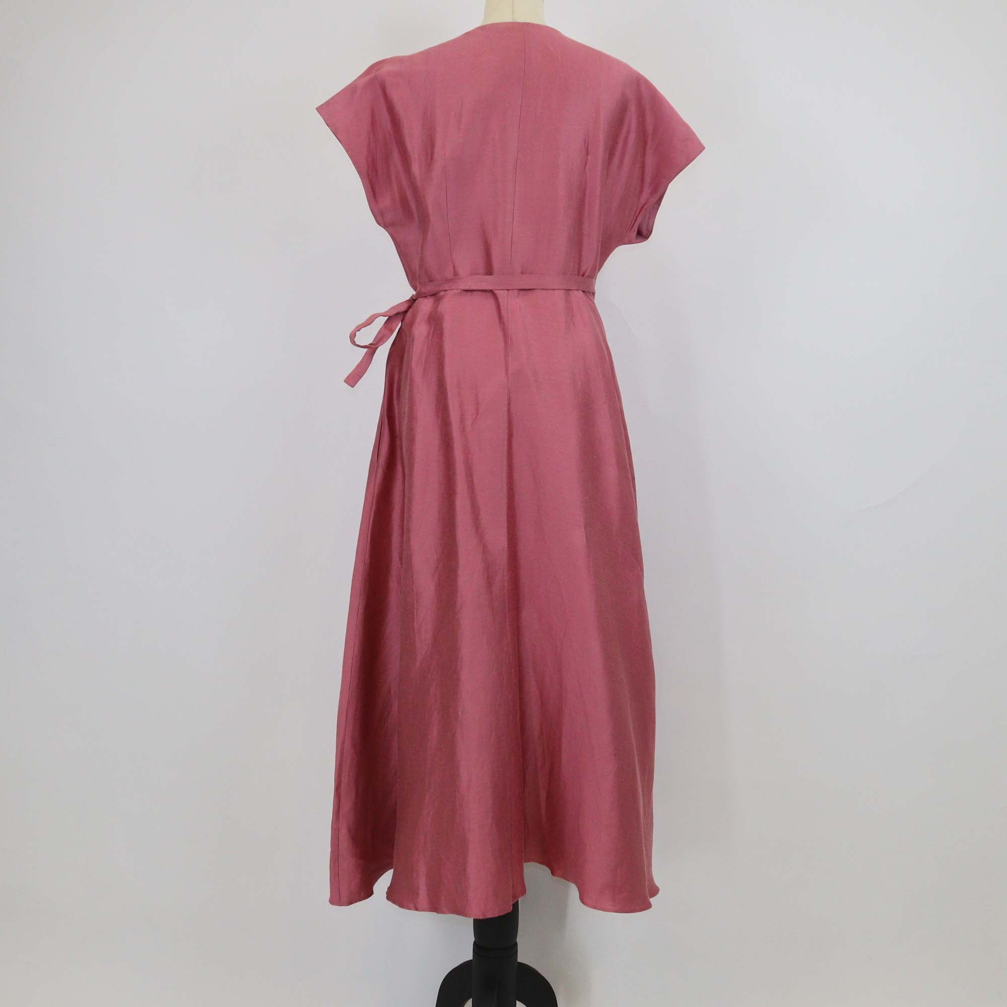 Weekend MaxMara Dark Pink Linen & Silk Luisa Wrap Maxi Dress