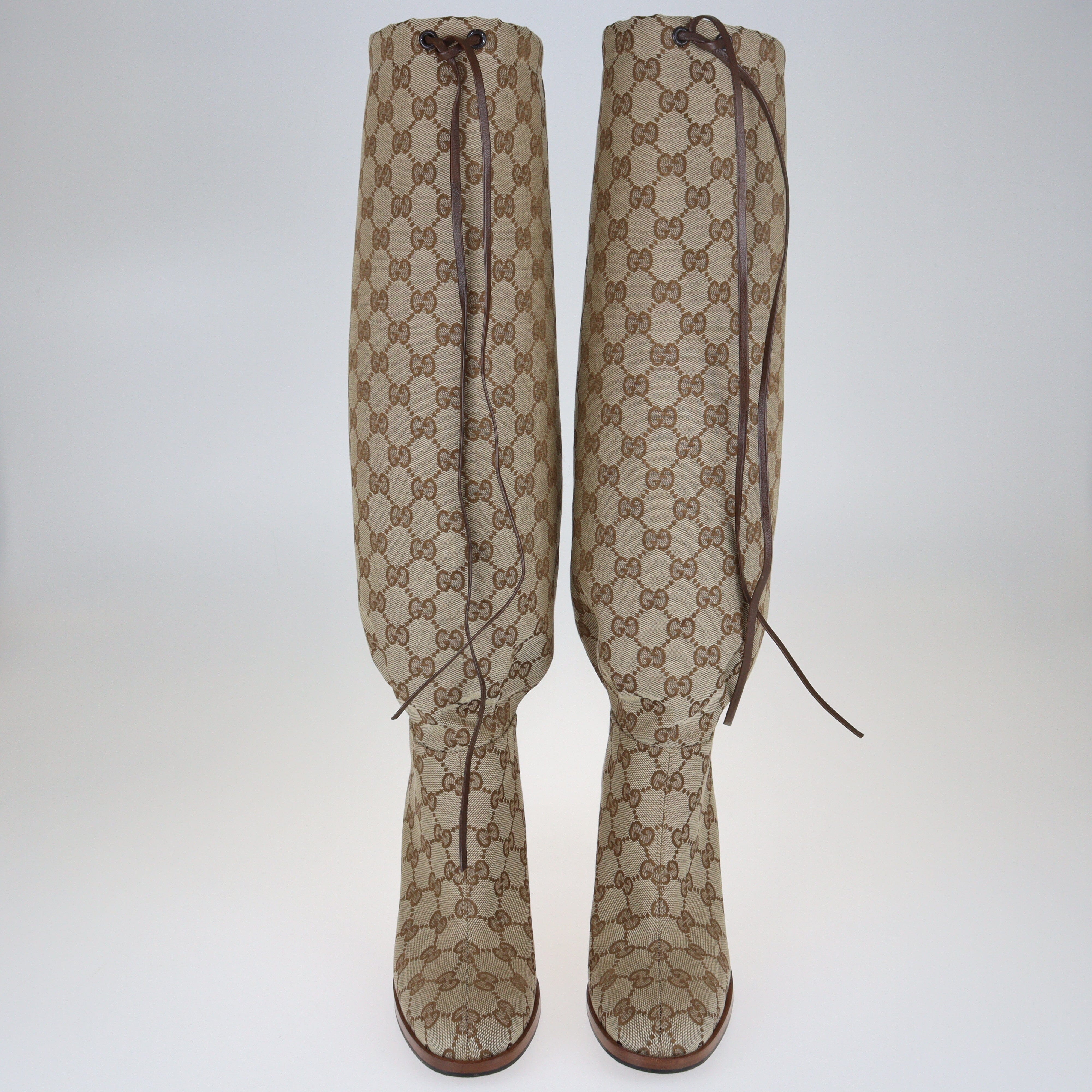 Beige/Brown GG Lisa Knee length Boots Shoes Gucci