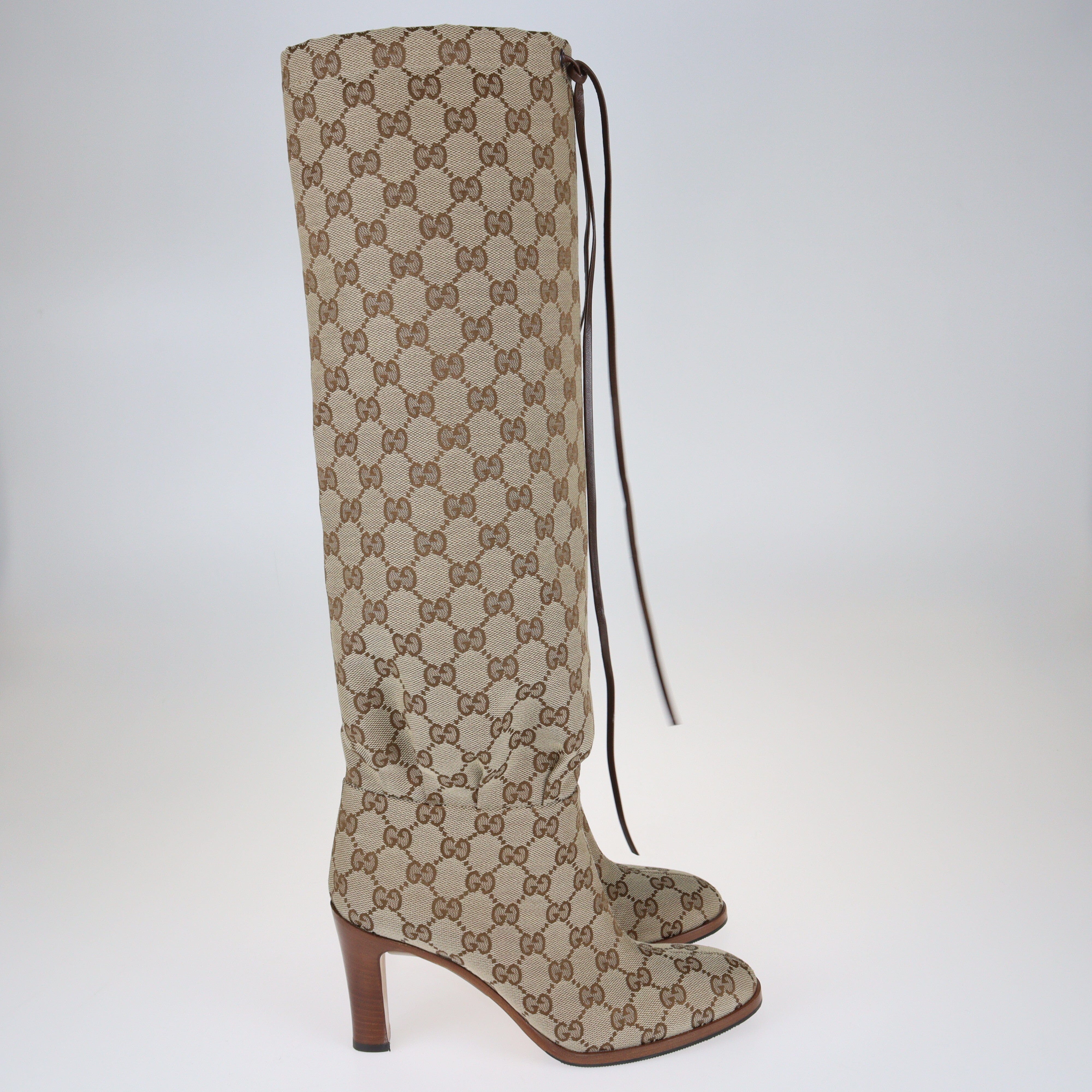 Beige/Brown GG Lisa Knee length Boots Shoes Gucci