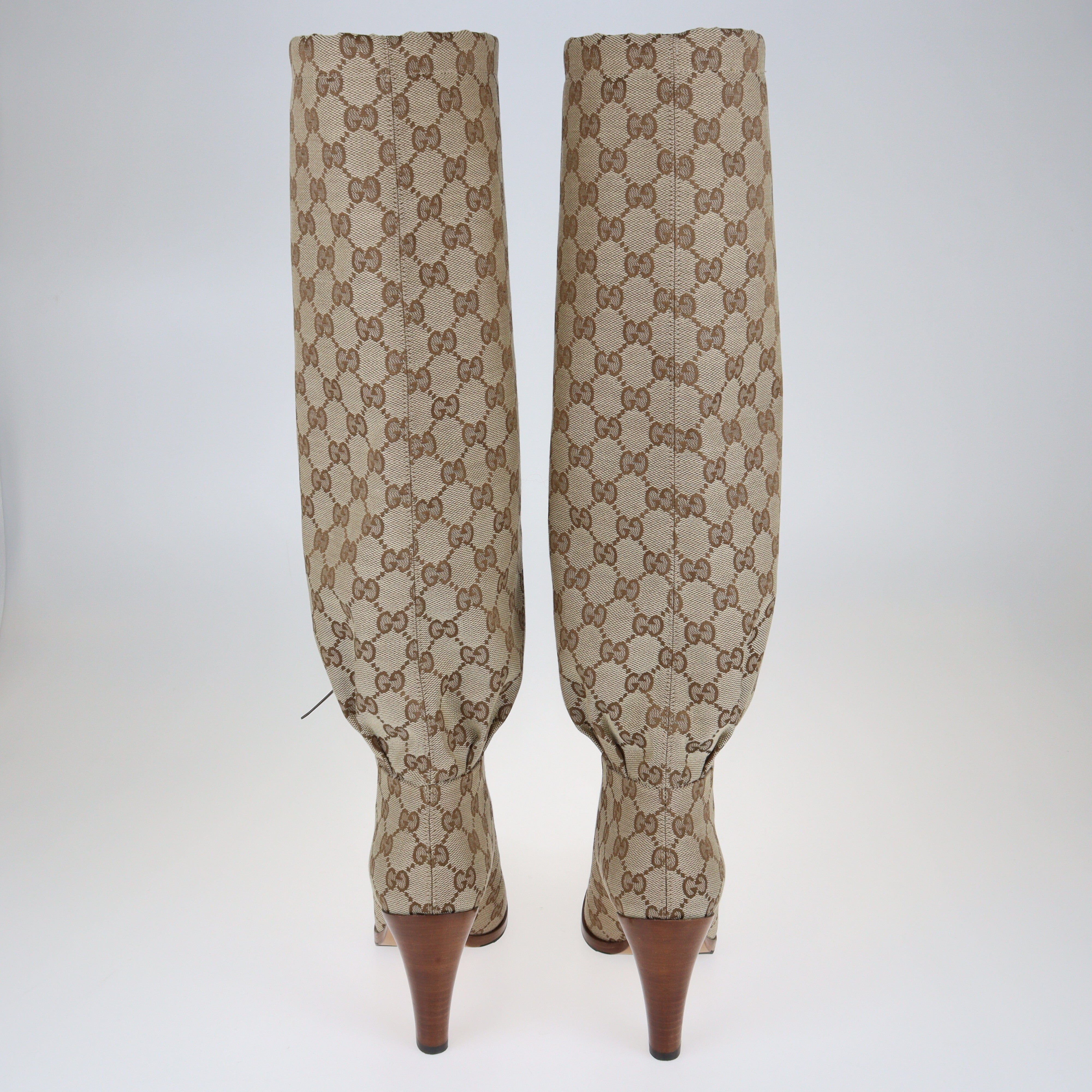 Beige/Brown GG Lisa Knee length Boots Shoes Gucci