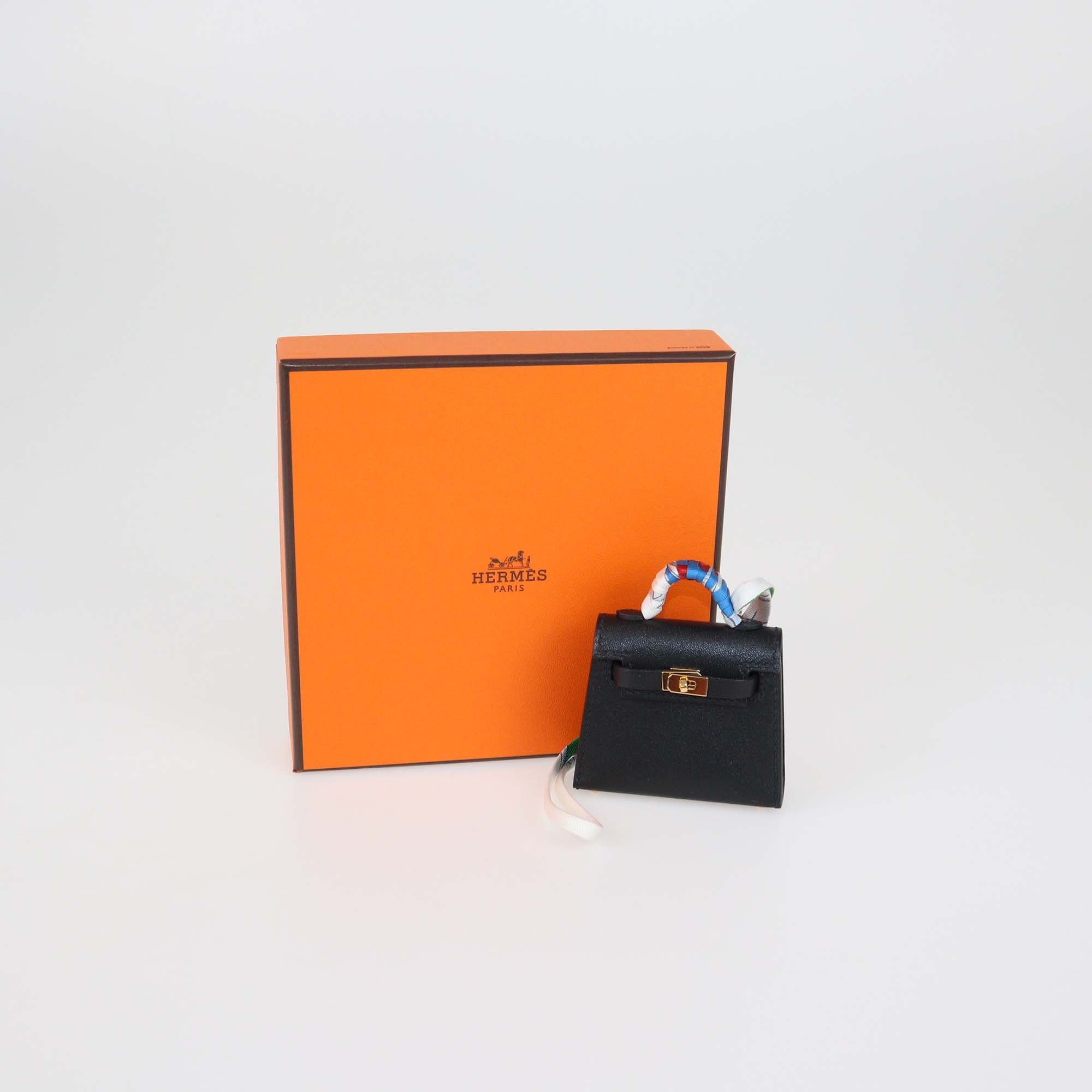 Hermes Black Box Calf Leather Kelly Twilly Charm