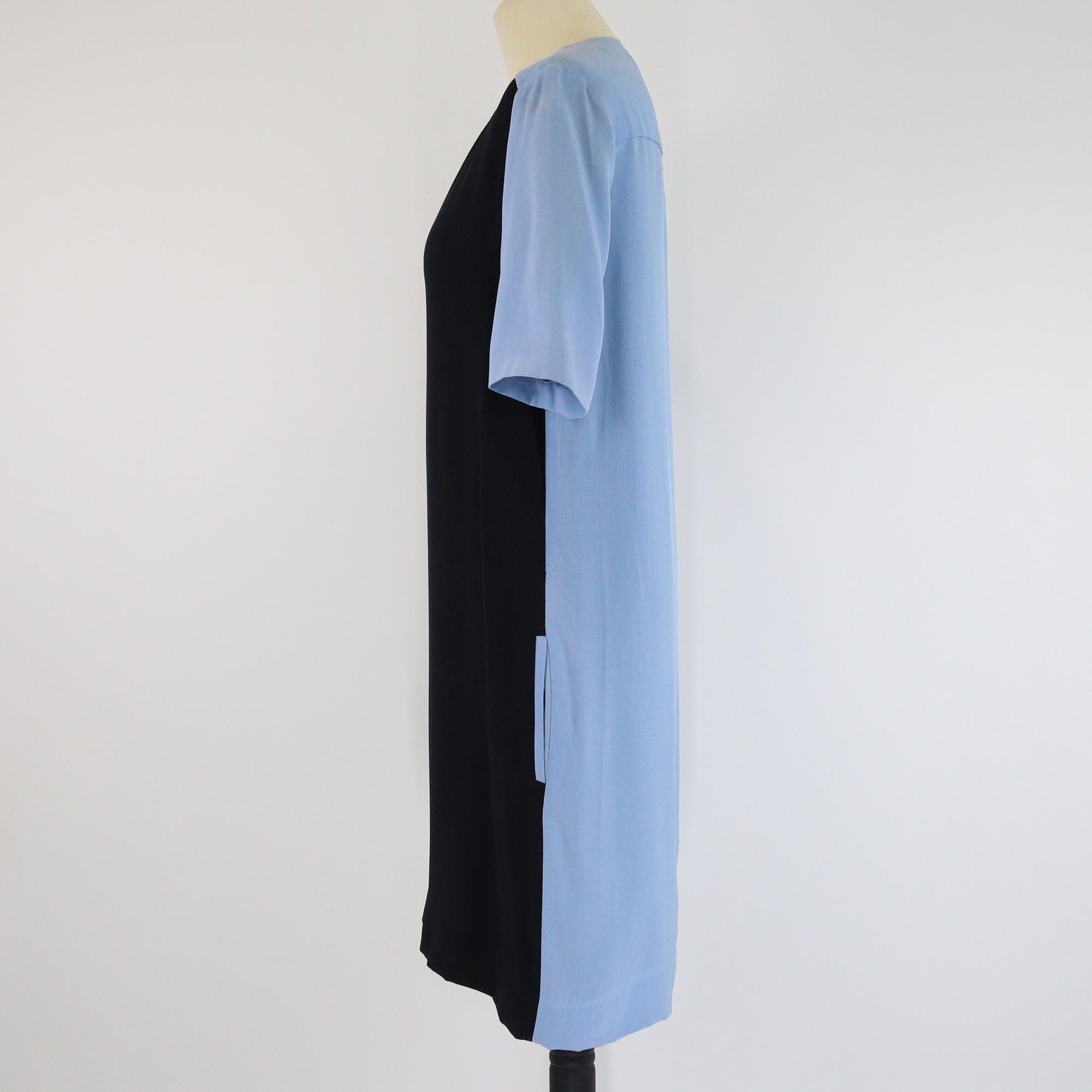 Victoria Beckham Two Tone V Neck Short Sleeve Mini Dress Womens Victoria Beckham