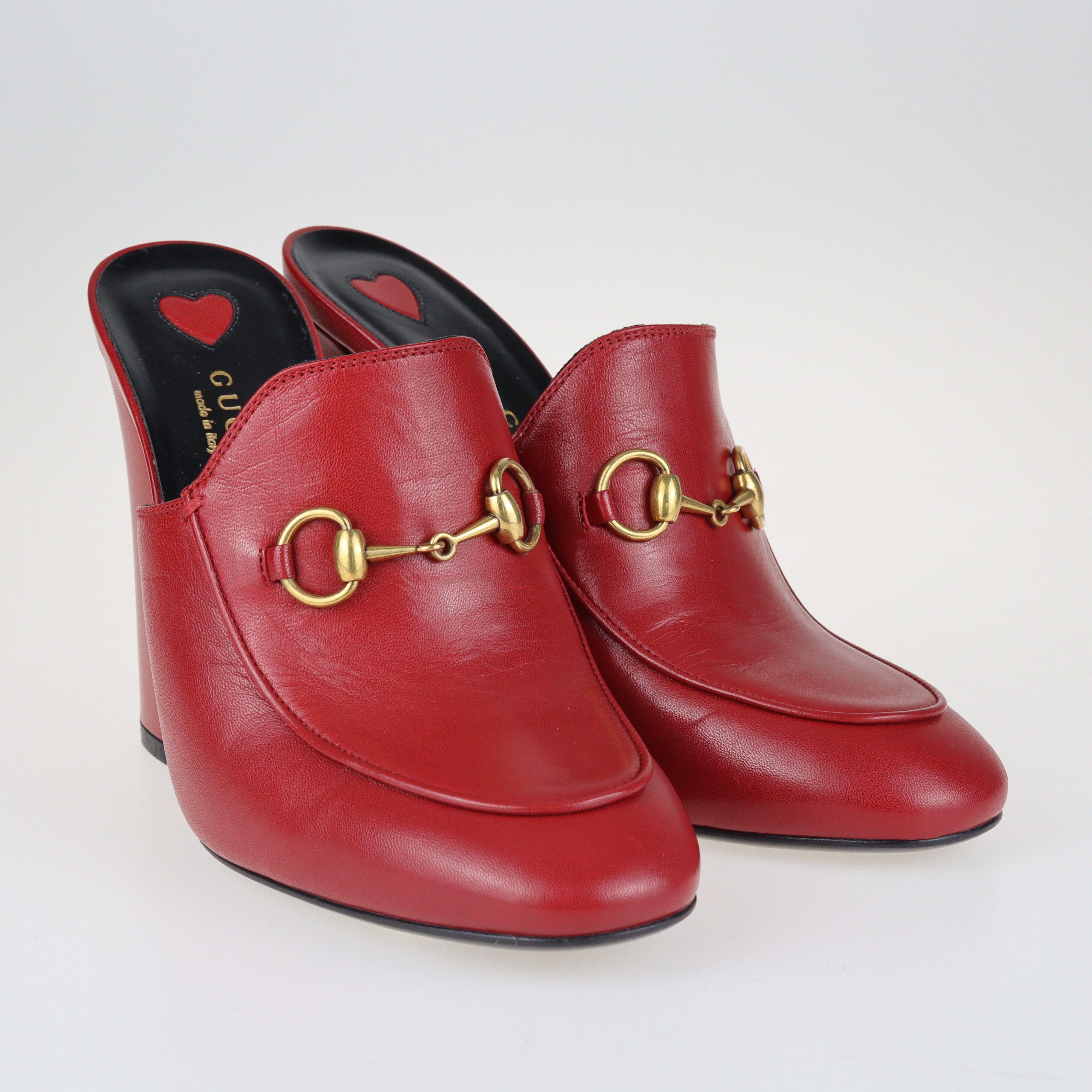 Red Blood Horsebit Mules Sandals Shoes Gucci 