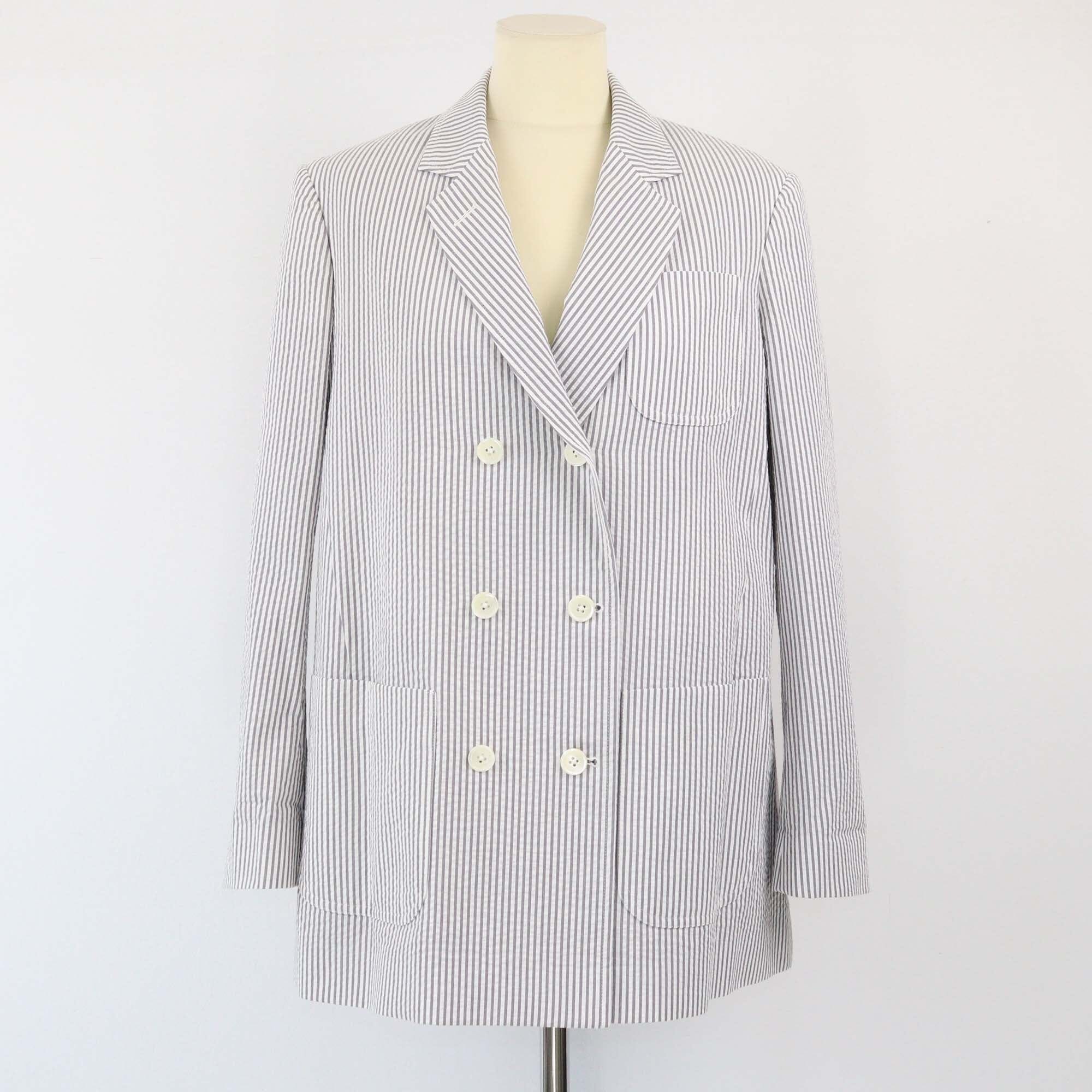 Thom Browne White/Grey Striped Blazer Mens Thom Browne
