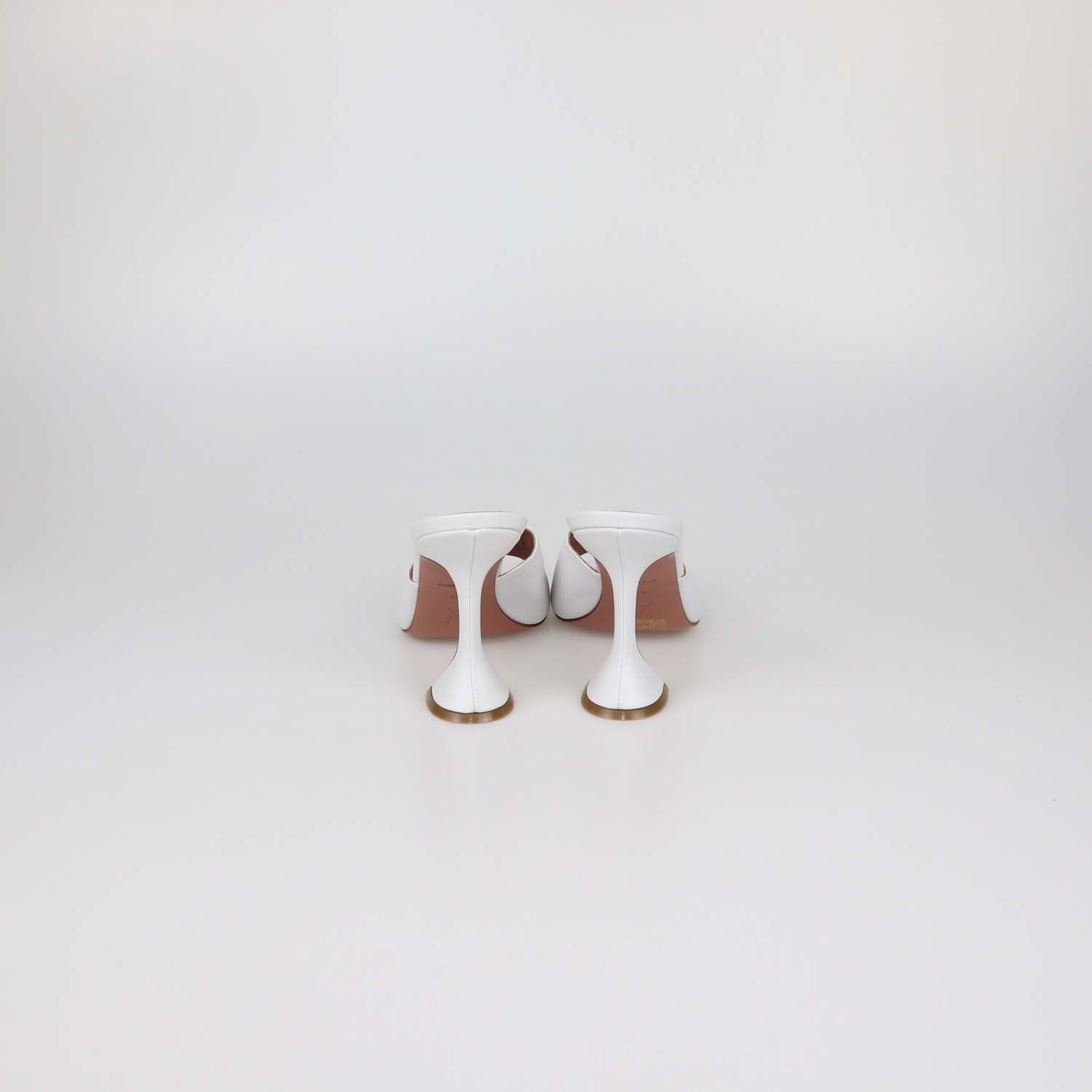 Amina Muaddi White Leather Lupita Slide Sandals