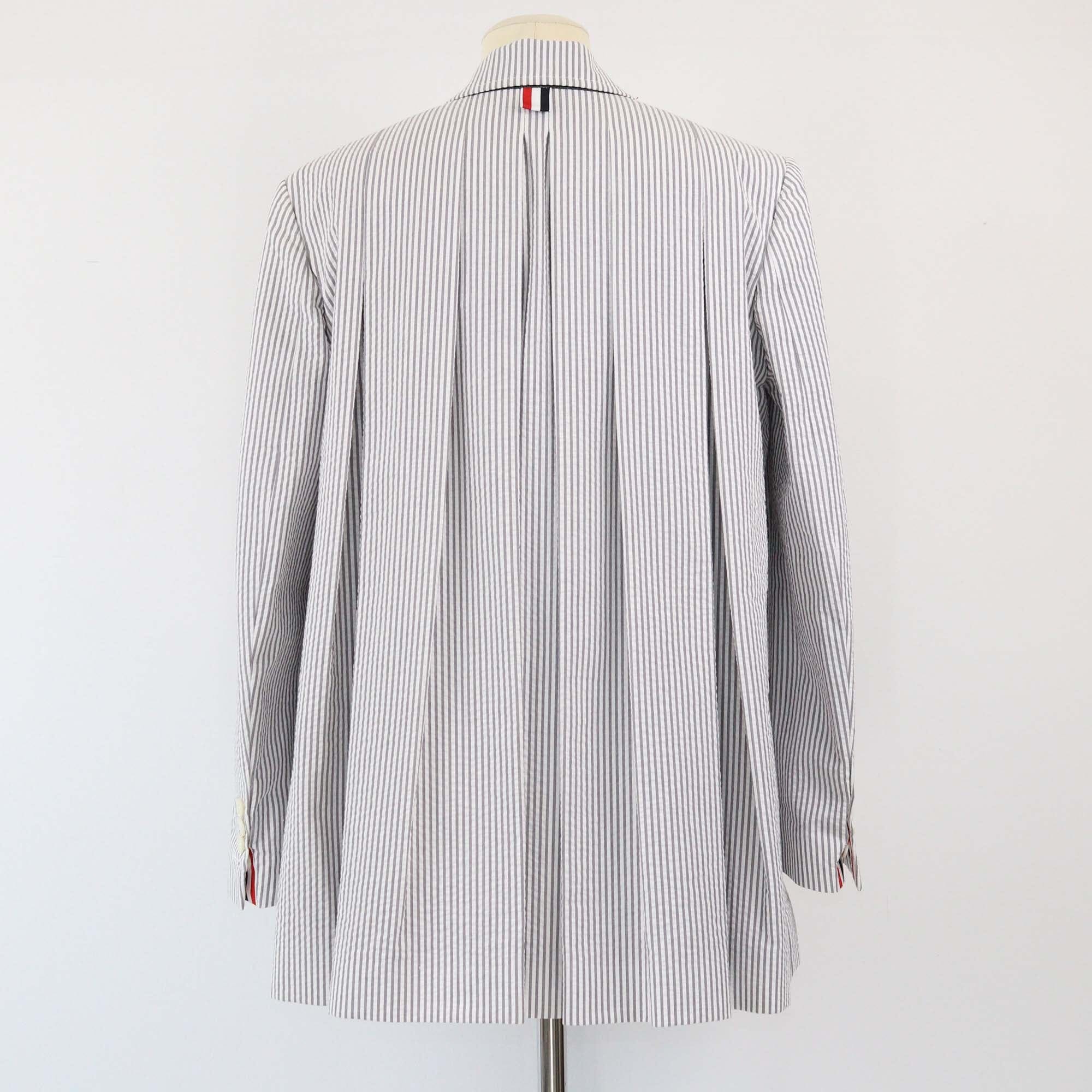 Thom Browne White/Grey Striped Blazer Mens Thom Browne