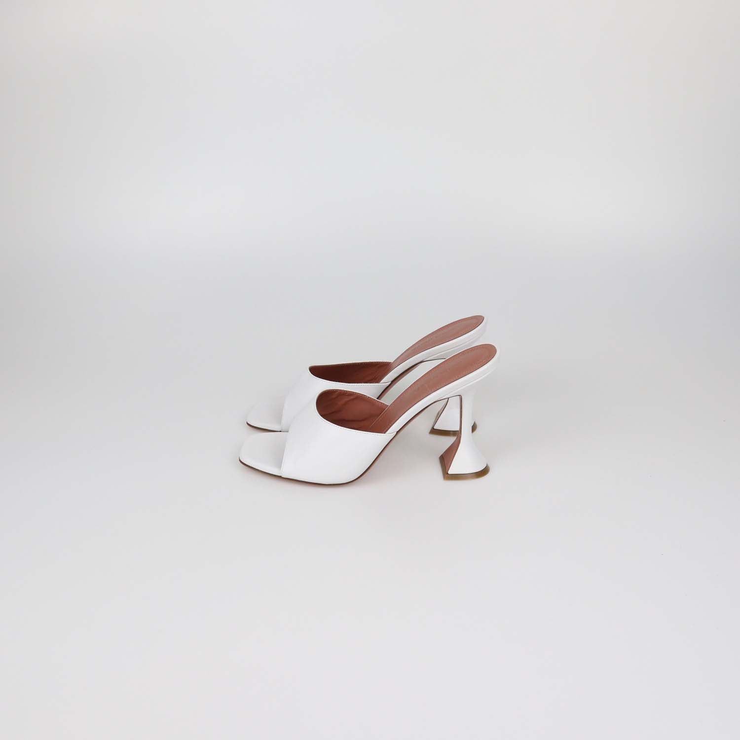 Amina Muaddi White Leather Lupita Slide Sandals