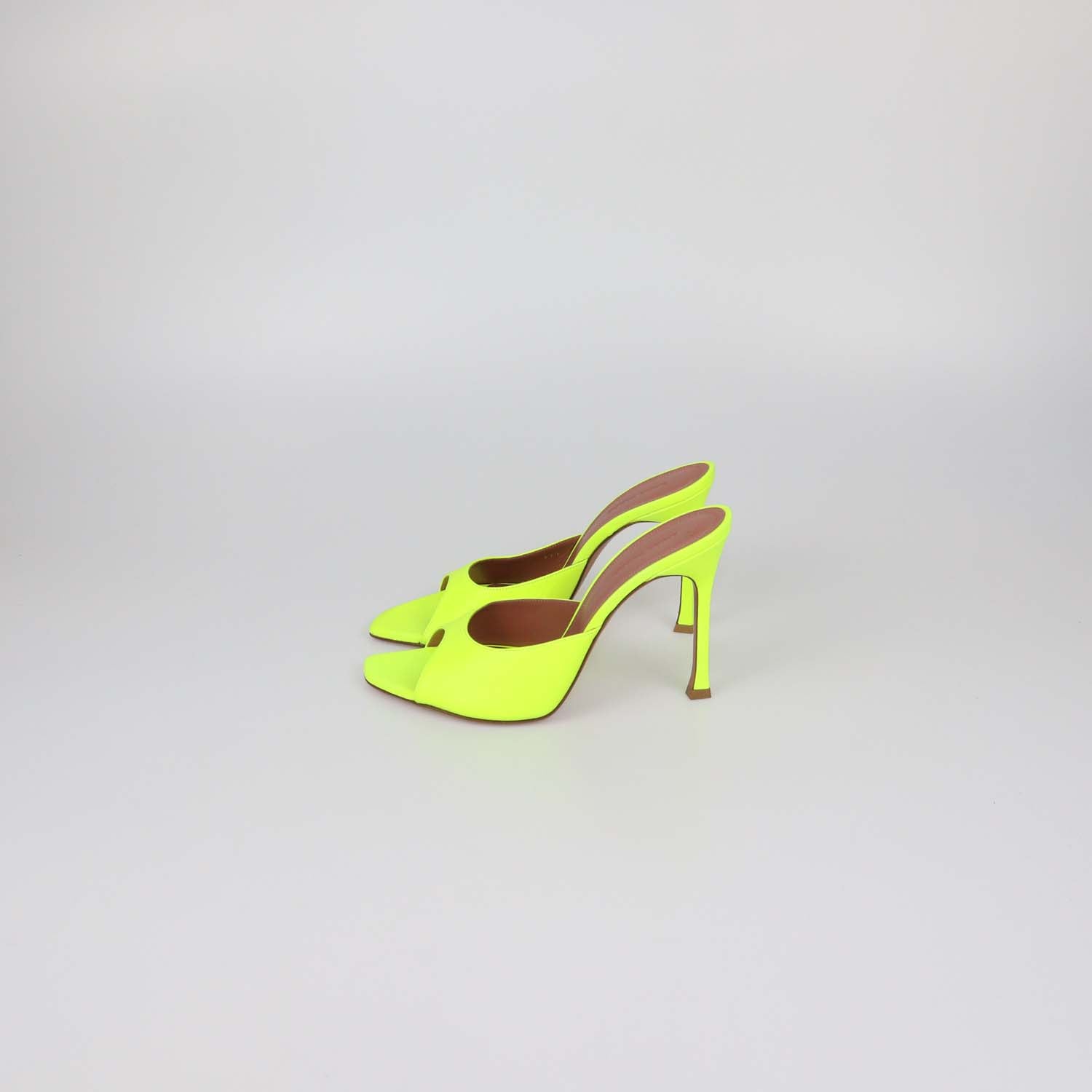 Amina Muaddi Neon Green Leather Lupita Slide Sandals