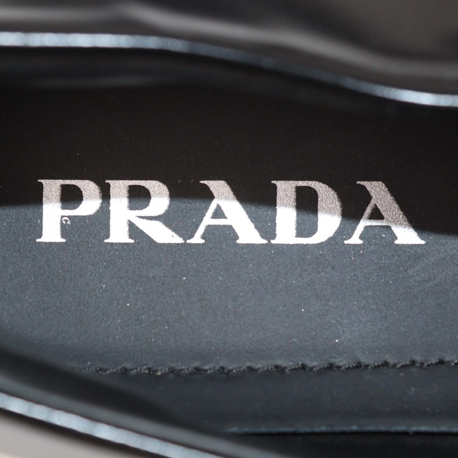 Prada Black Brushed Leather Monolith Platform Loafers