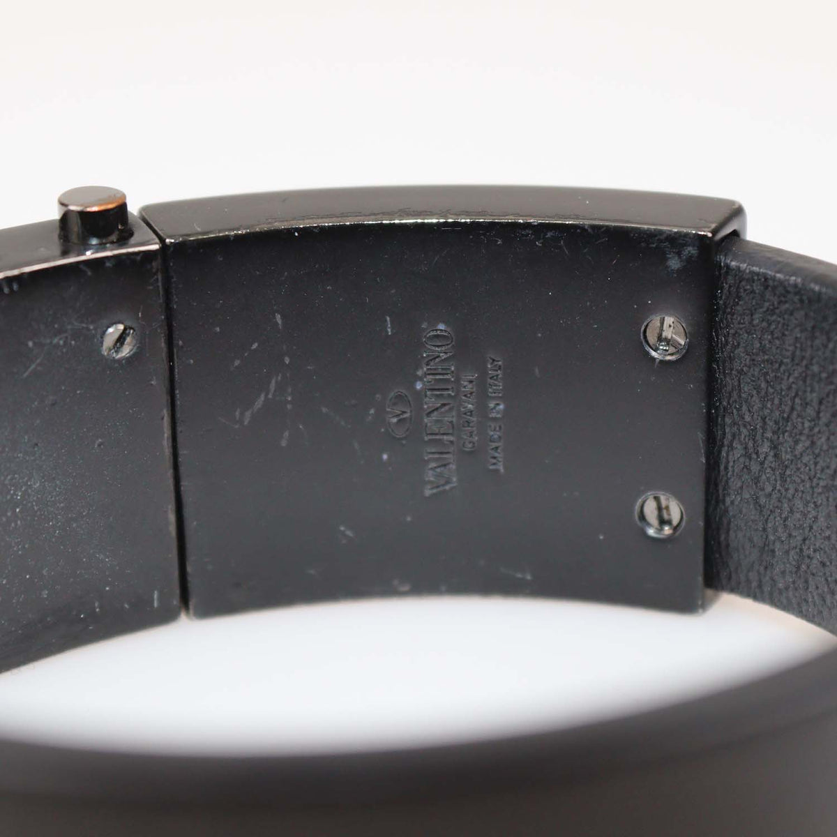 Valentino Black Leather Rockstud Clasp Bracelet