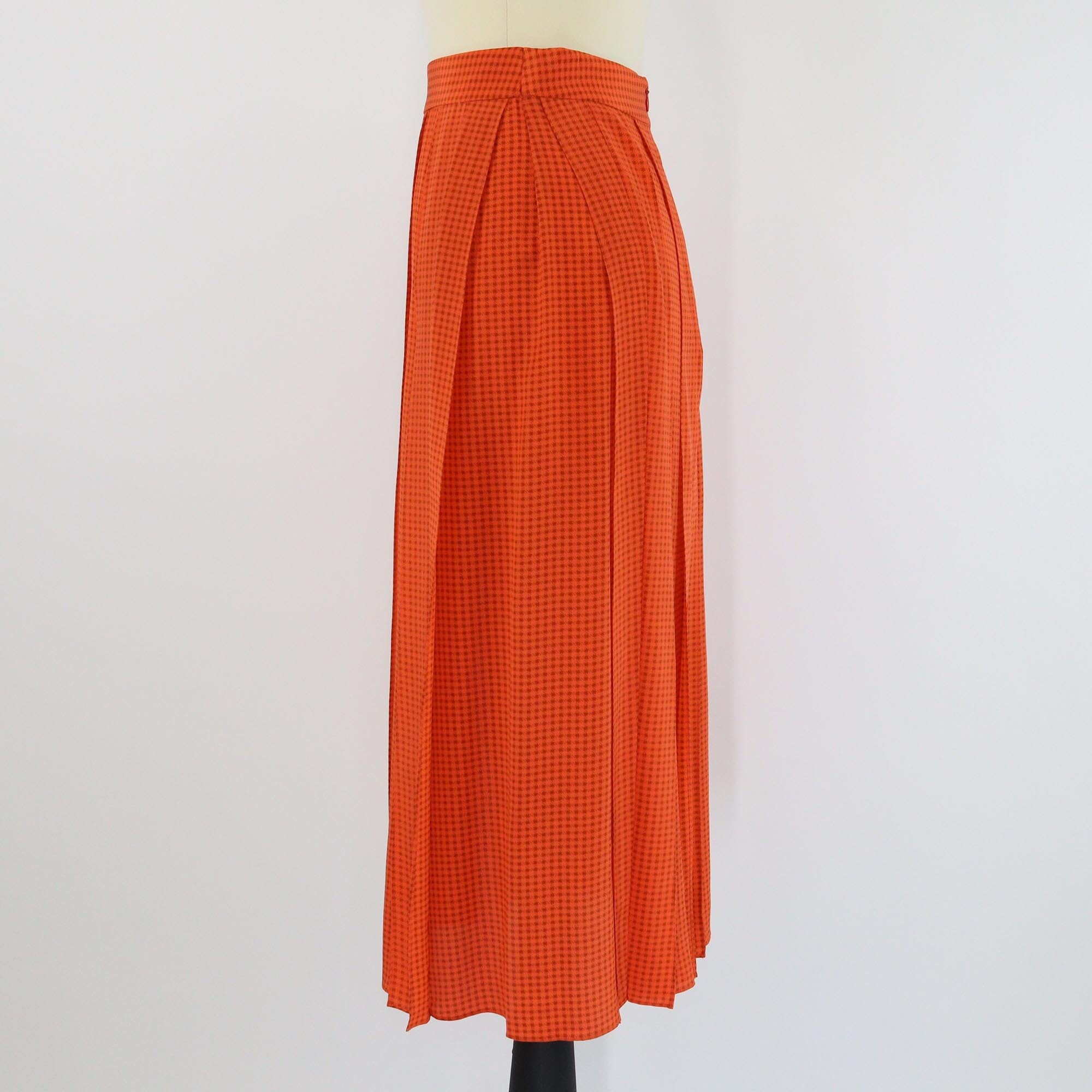 Joseph Orange Pleated Charlie Midi Skirt Womens Joseph