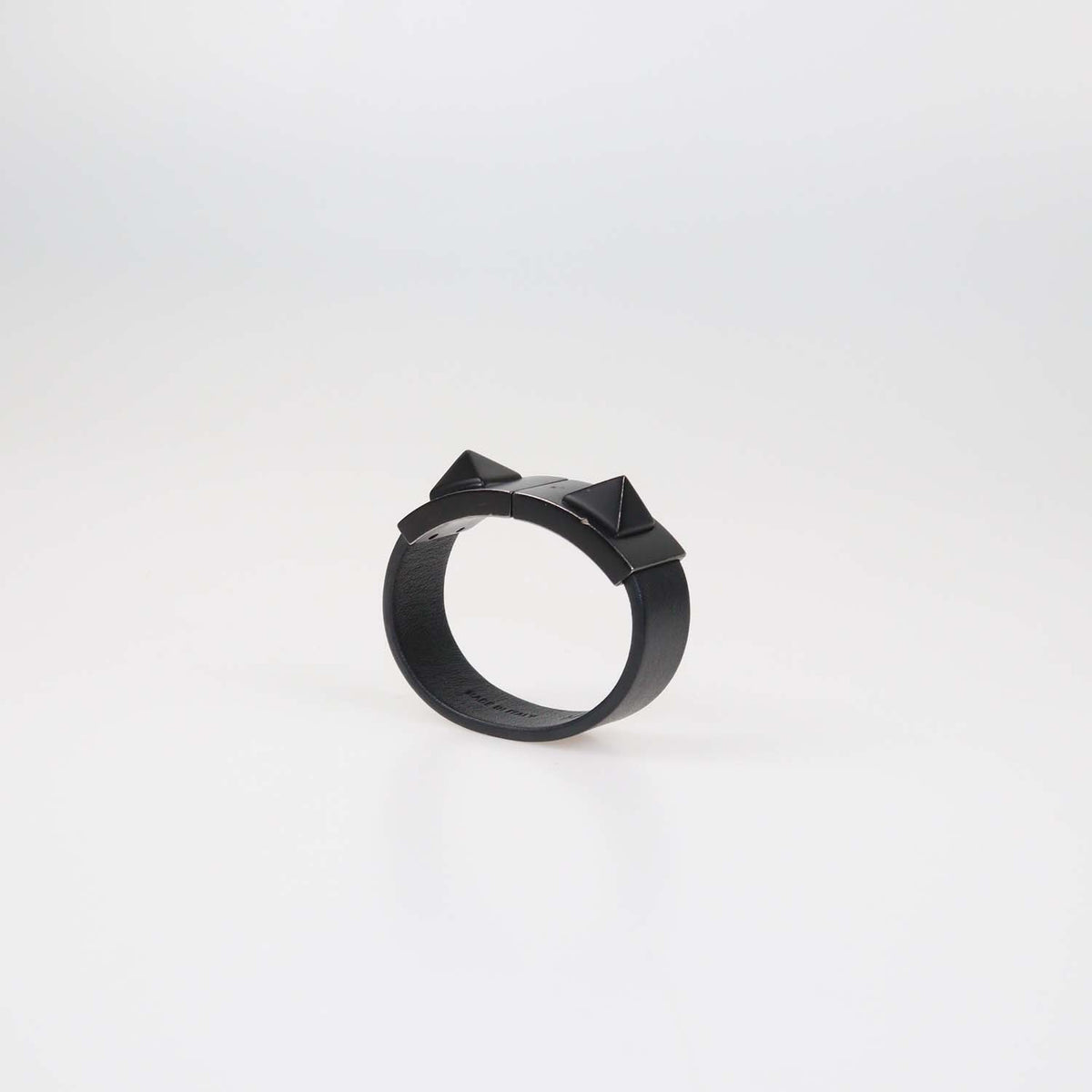 Valentino Black Leather Rockstud Clasp Bracelet