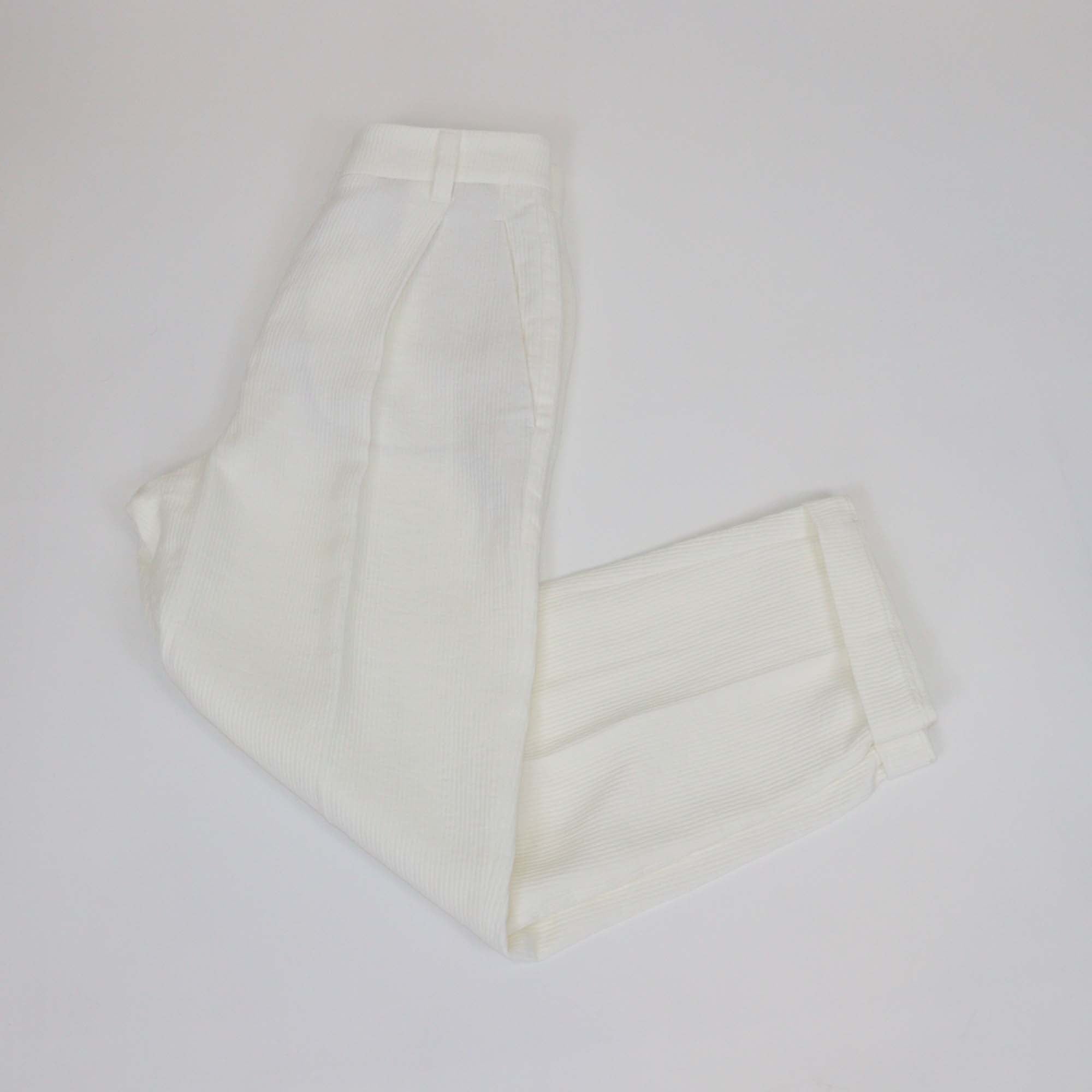 Brunello Cucinelli White Corduroy Linen Straight Leg Pants