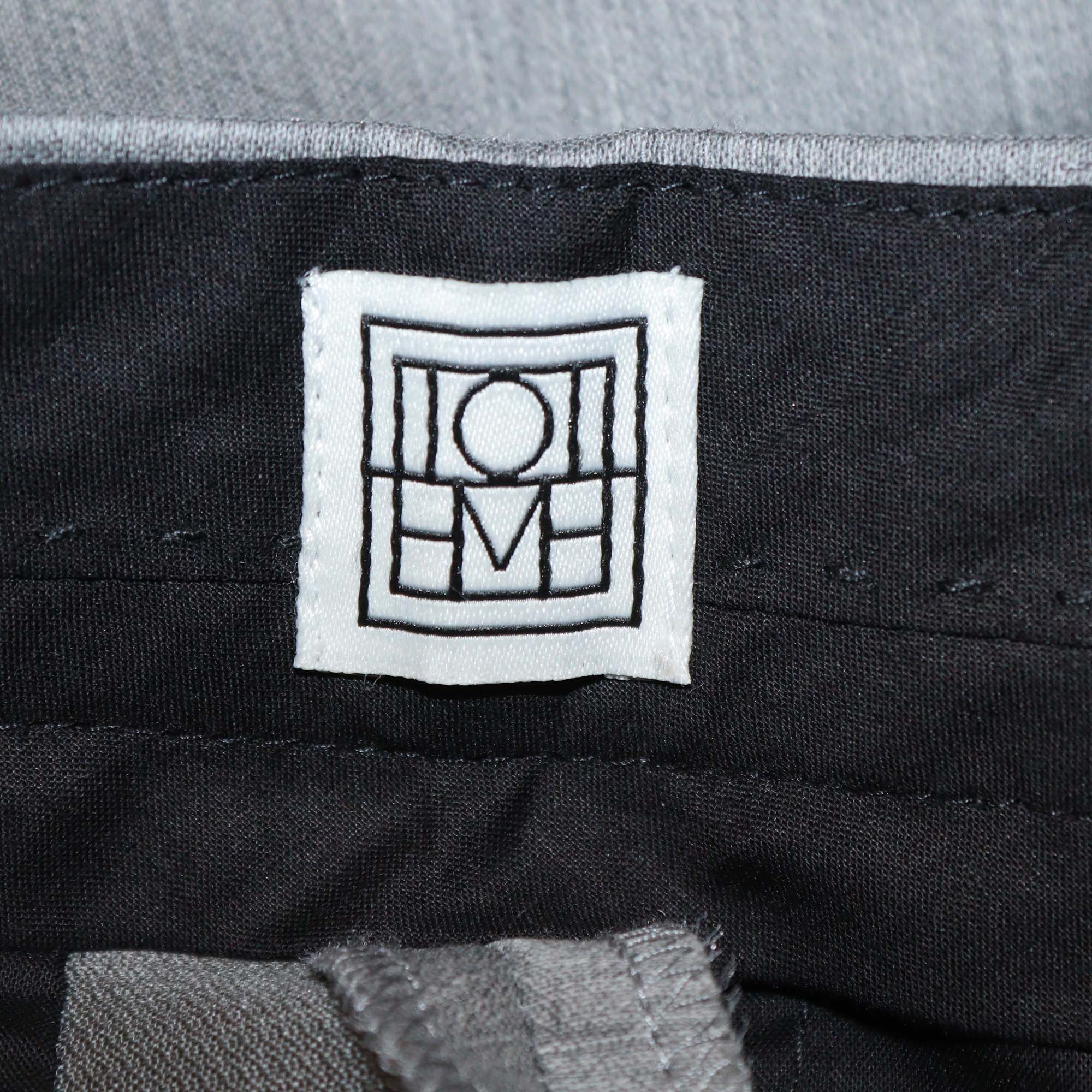 Toteme Grey Cotton & Wool Blended Straight Leg Trousers