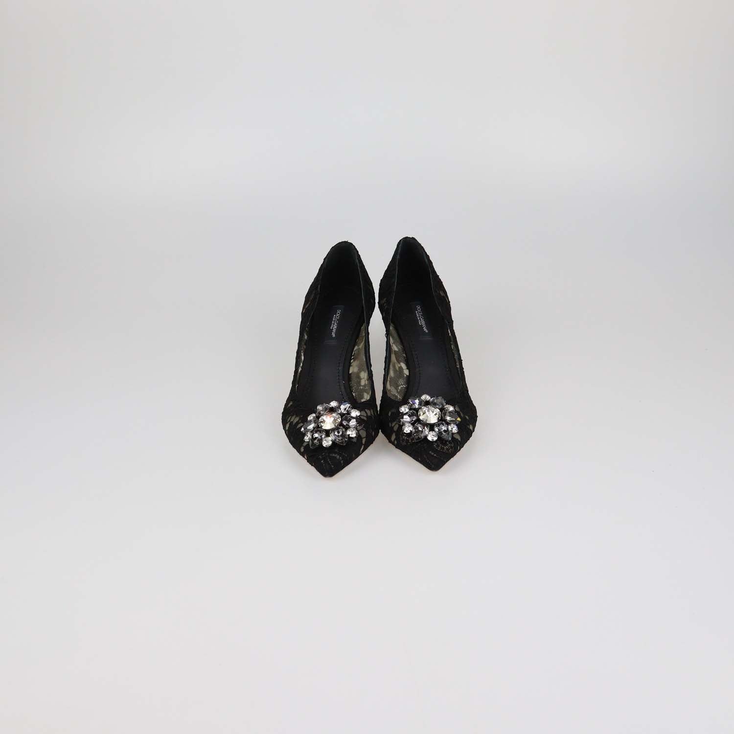 Dolce & Gabbana Black Lace Crystal Embellished Bellucci Pumps