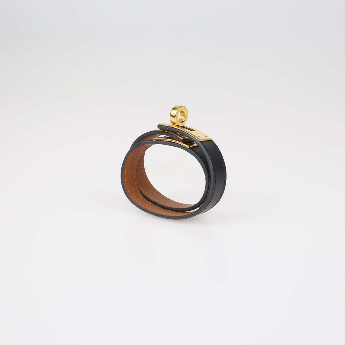 Hermes Black Leather Double Tour Kelly Bracelet