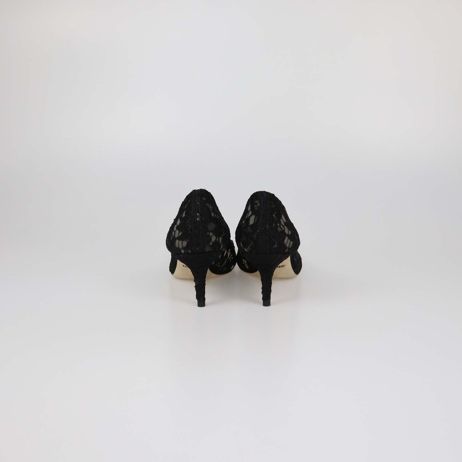 Dolce & Gabbana Black Lace Crystal Embellished Bellucci Pumps