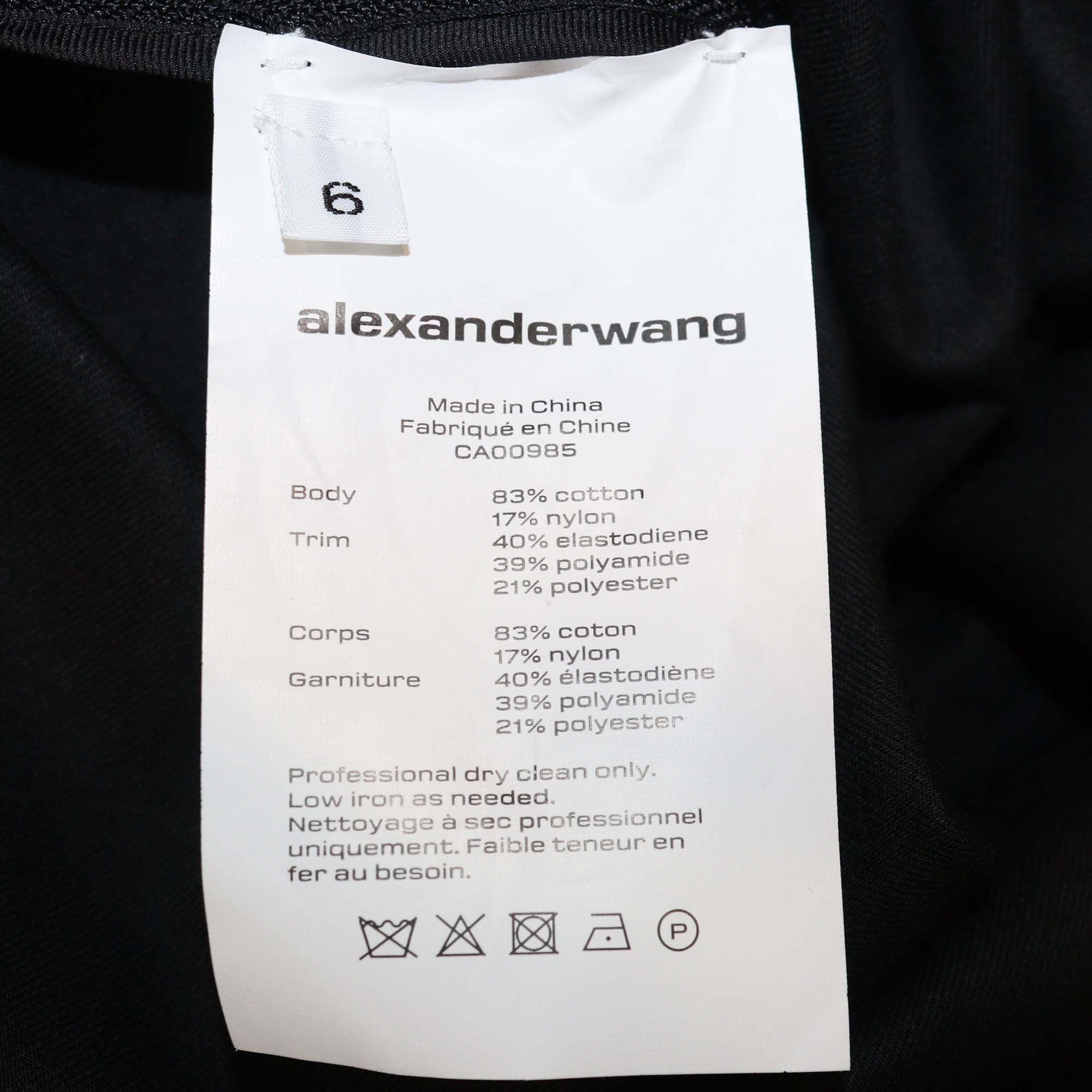Alexander Wang Black Cotton Elastic Waist Band Logo Wide Leg Pants