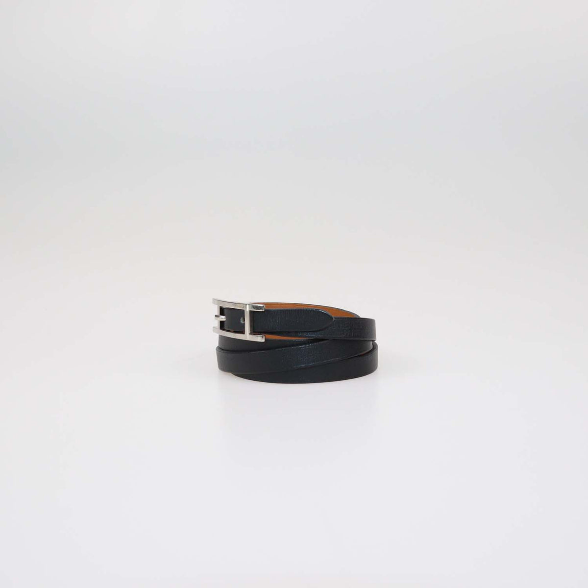 Hermes Black Leather Double Tour Behapi Bracelet