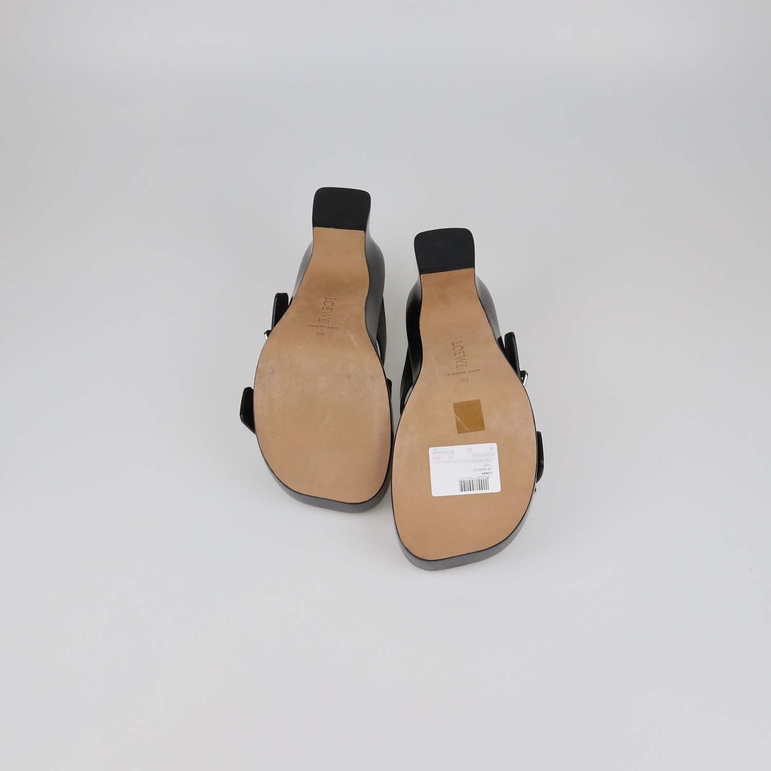 Loewe Black Leather Double Buckle Ease Slide Sandals