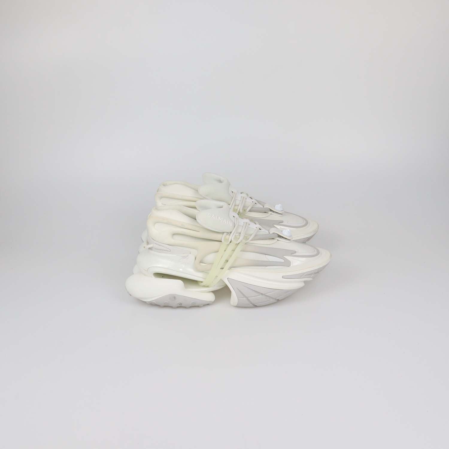 Balmain White Neoprene and Rubber Unicorn low Top Sneakers