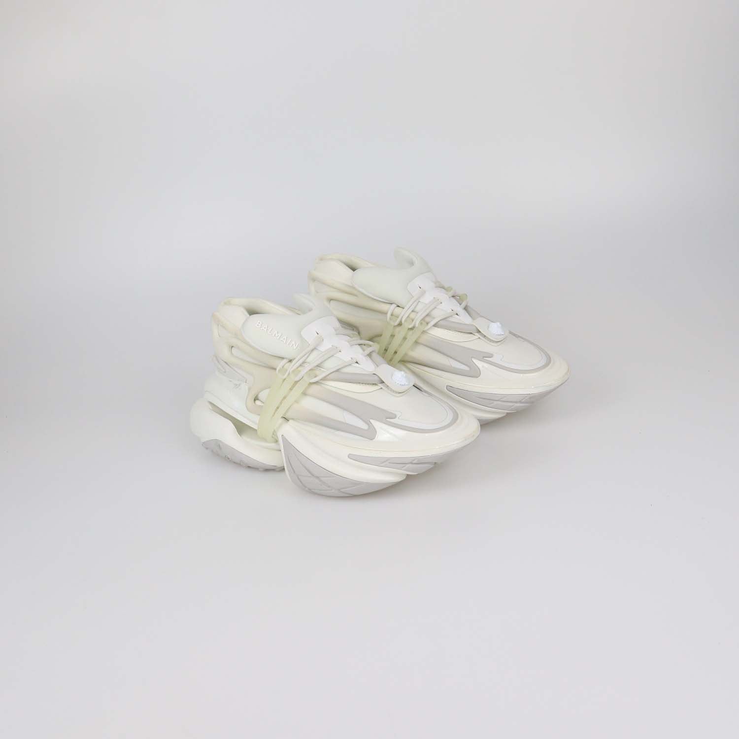 Balmain White Neoprene and Rubber Unicorn low Top Sneakers