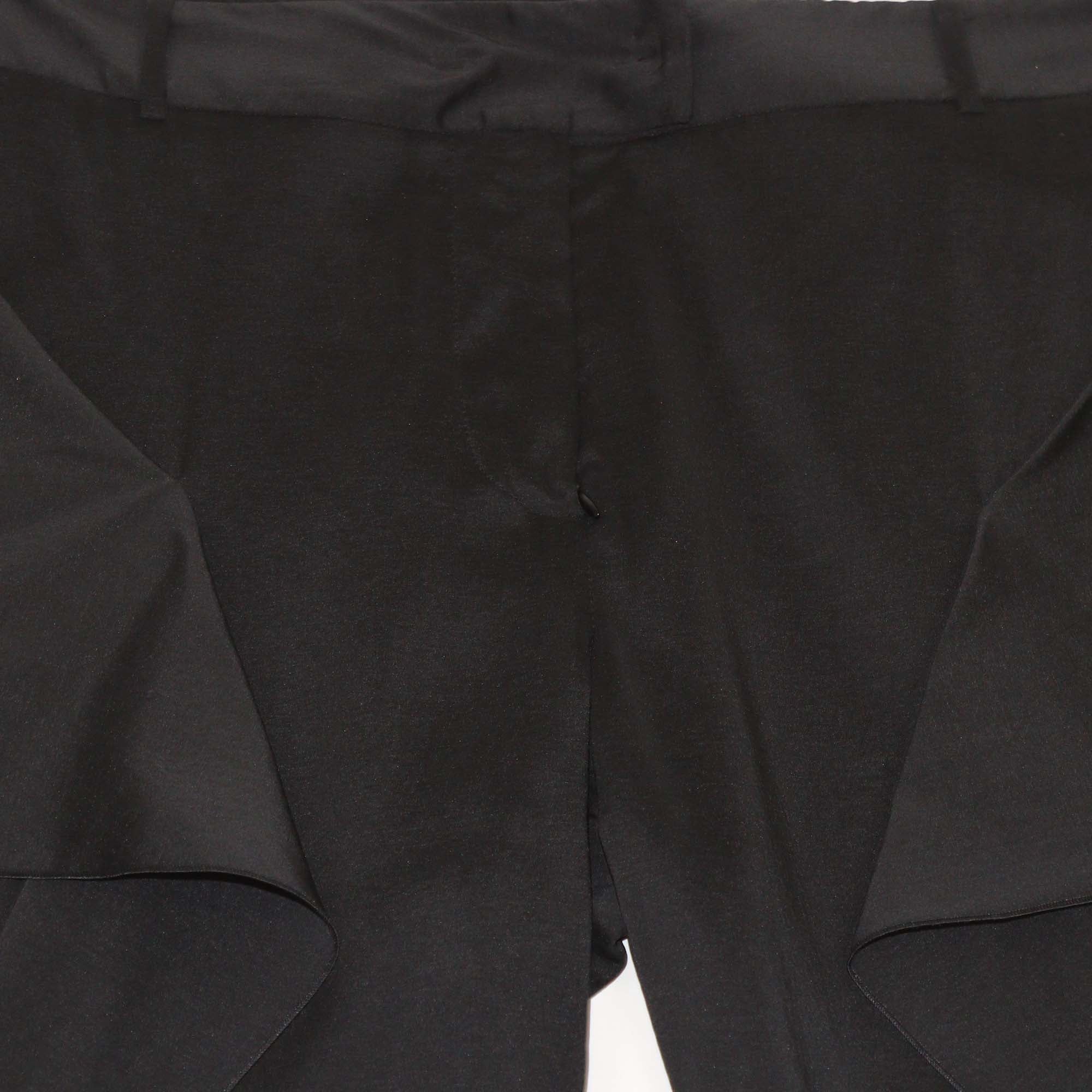 Bottega Veneta Black Silk Ruffled Trimmed Cropped Pants