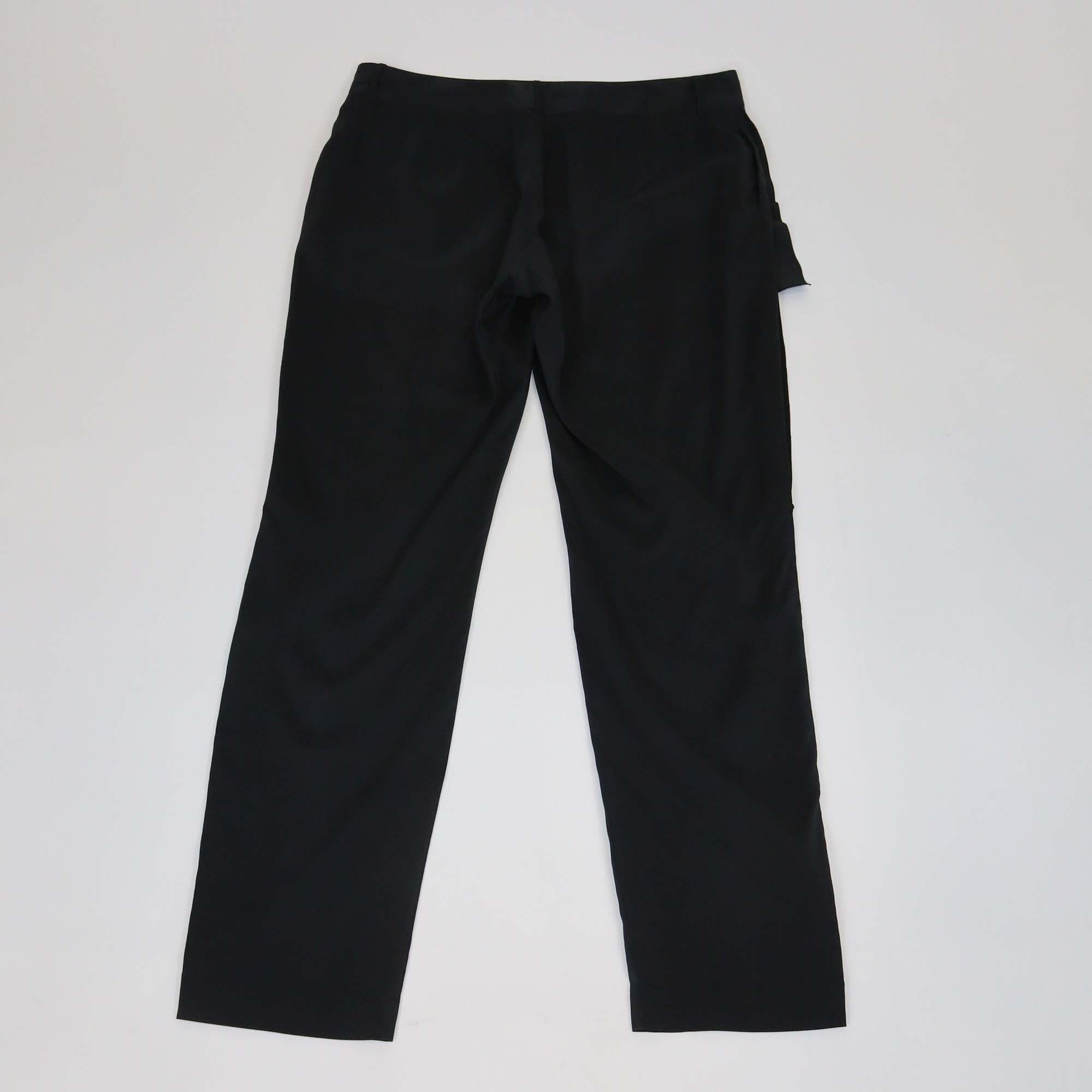 Bottega Veneta Black Silk Ruffled Trimmed Cropped Pants