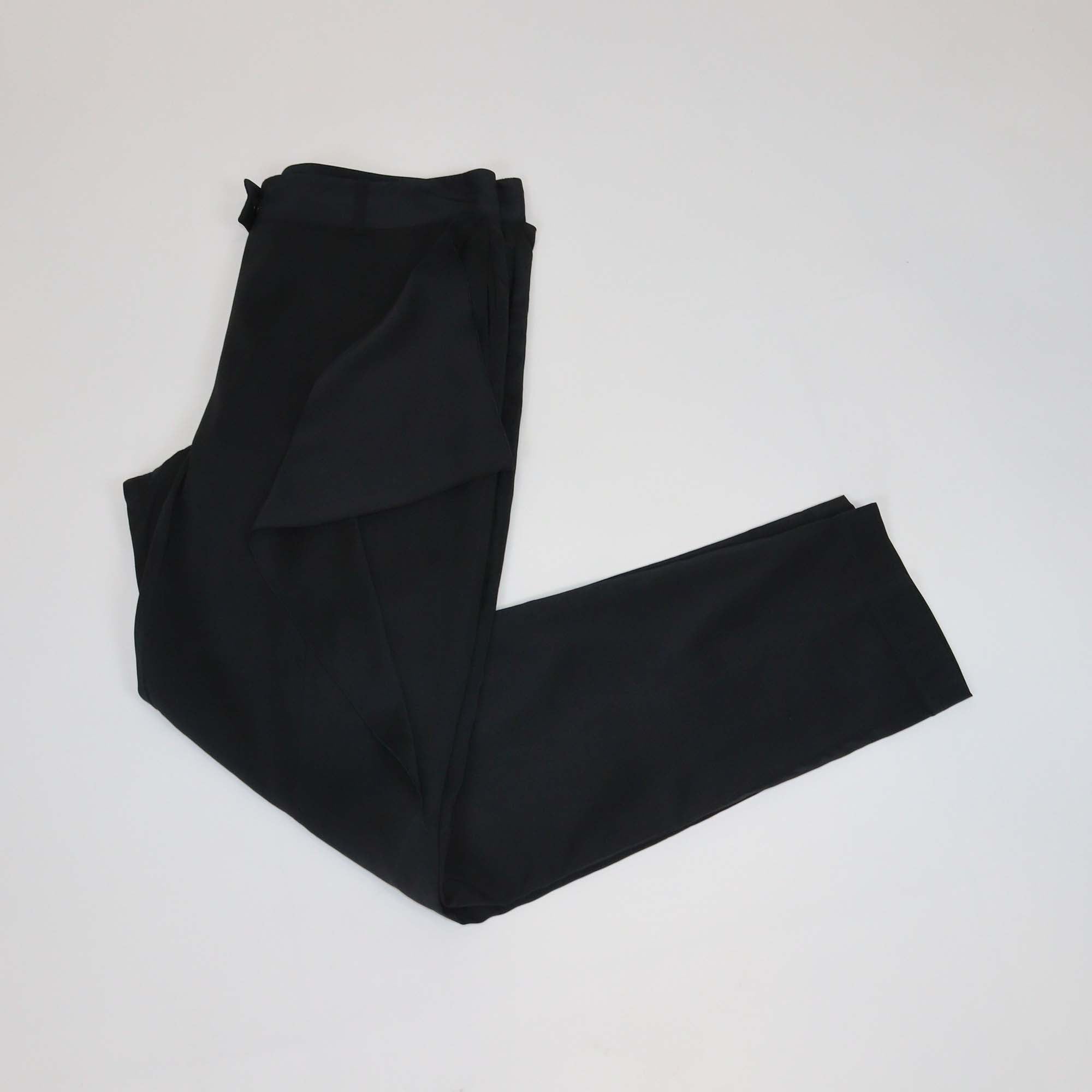 Bottega Veneta Black Silk Ruffled Trimmed Cropped Pants