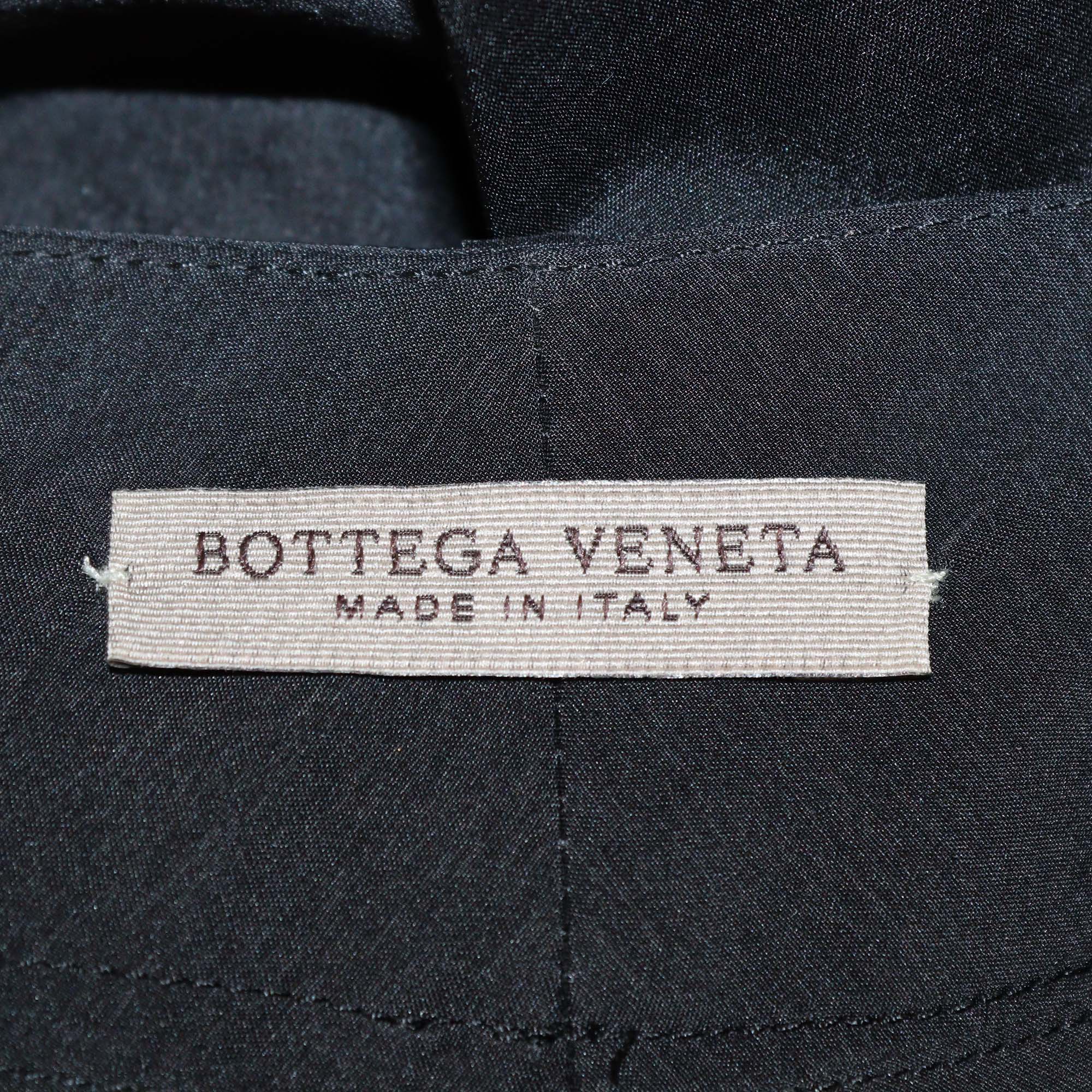 Bottega Veneta Black Silk Ruffled Trimmed Cropped Pants