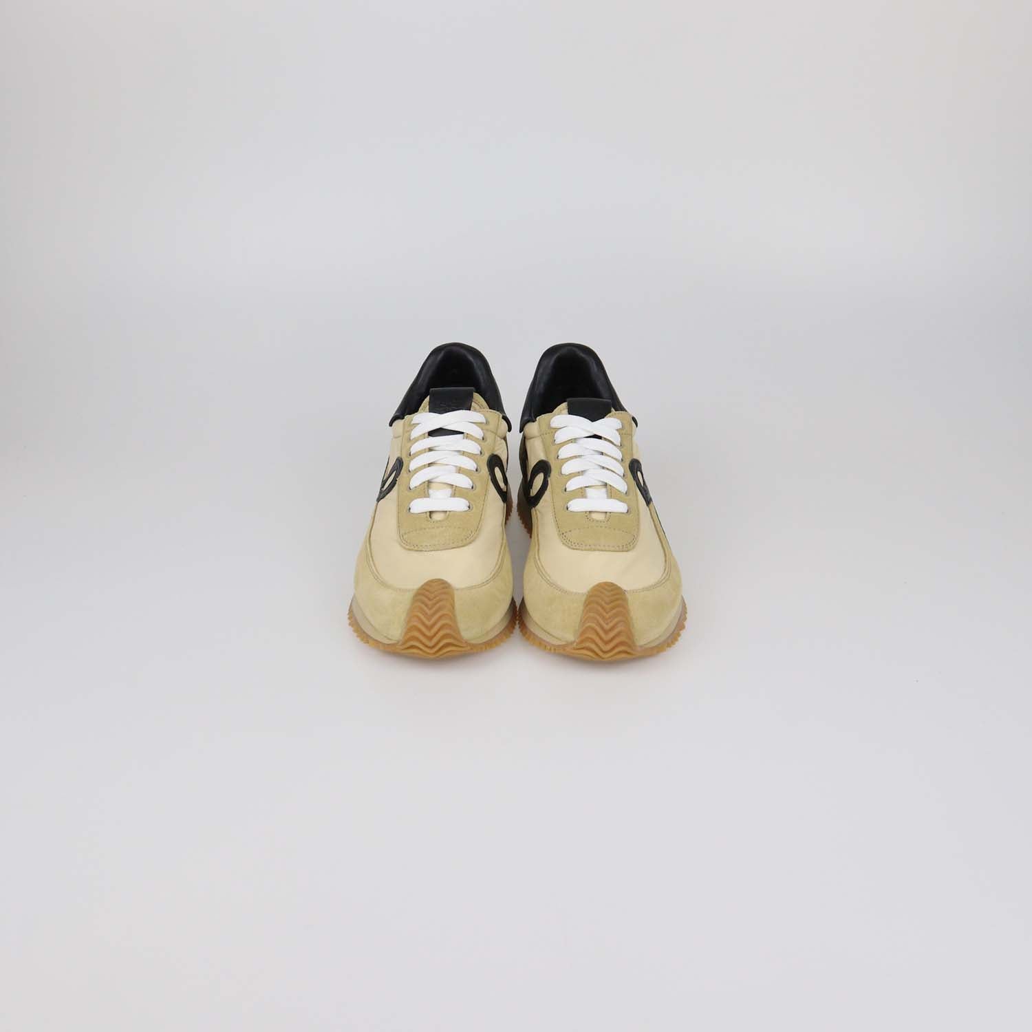 Loewe Beige/Black Nylon and Suede Flow Runner Low Top Sneakers