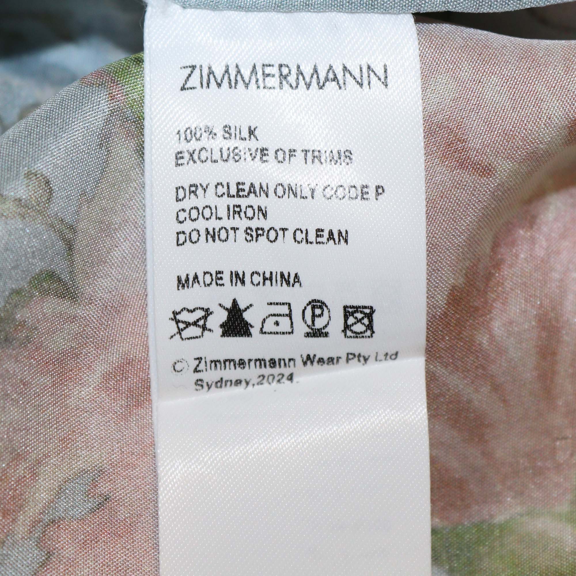 Zimmermann Light Blue/Multicolor Silk Floral Print Relaxed Long Sleeve Shirt & Trouser Set