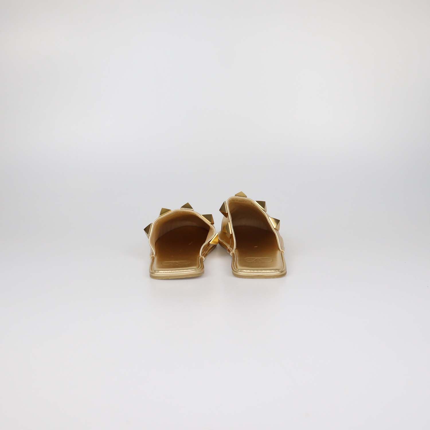 Valentino Gold Leather Roman Stud Slipper