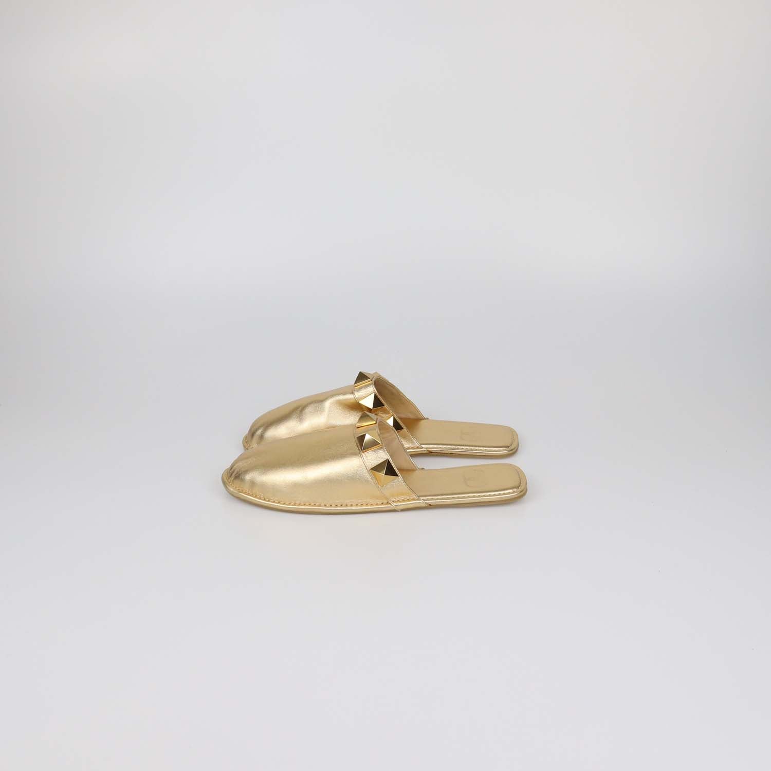 Valentino Gold Leather Roman Stud Slipper