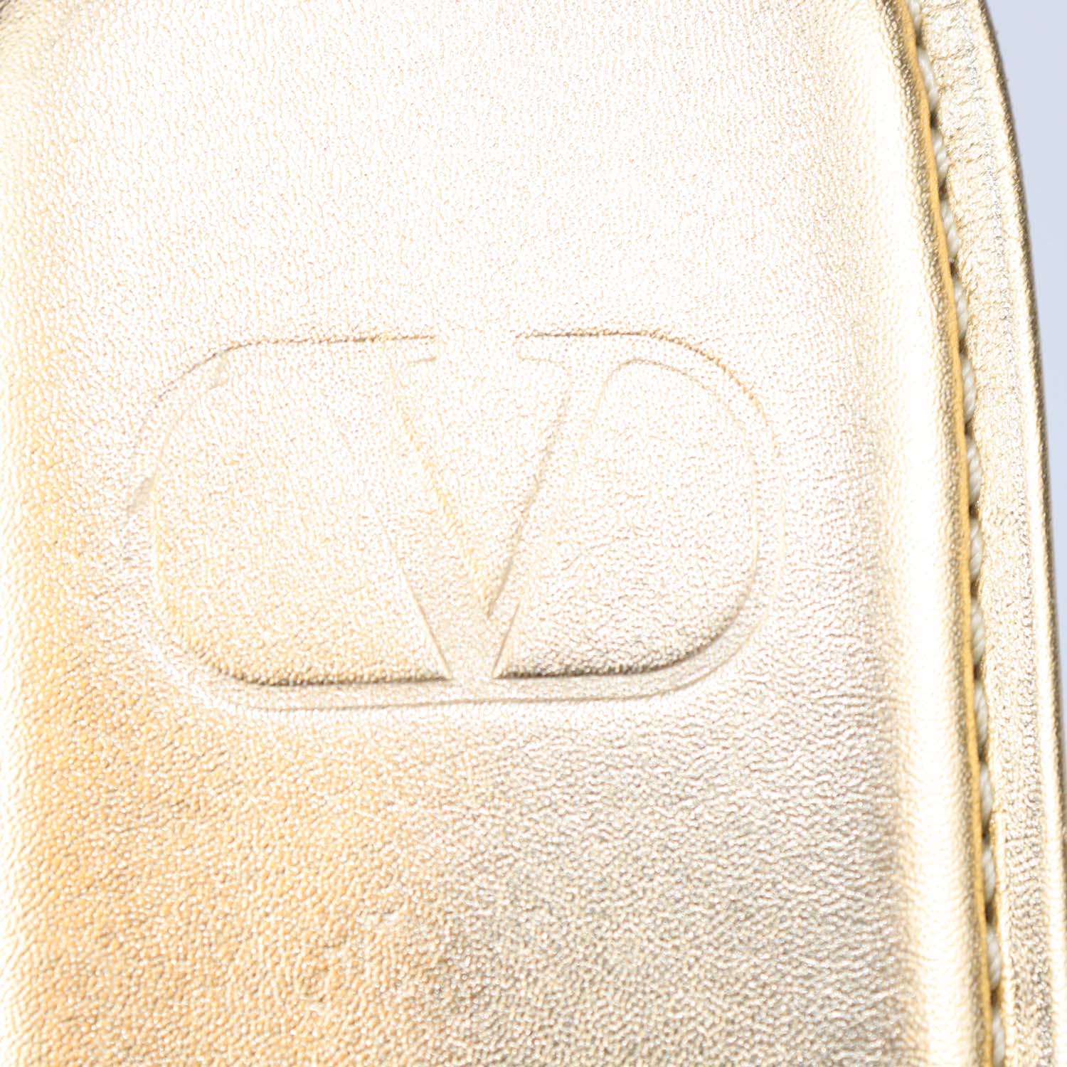 Valentino Gold Leather Roman Stud Slipper