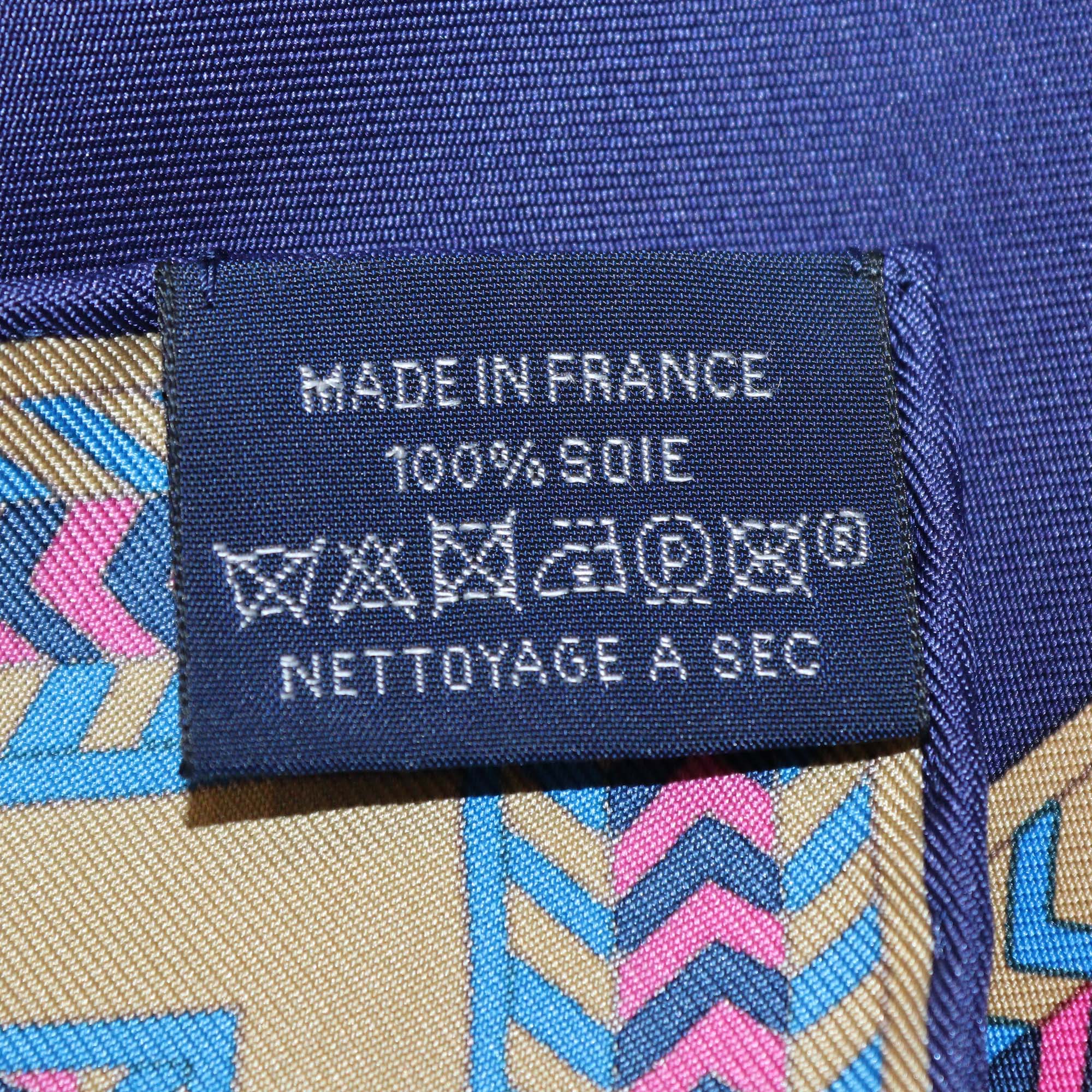 Hermes Navy Blue/Multicolor Silk Selle des Steppes Scarf 90