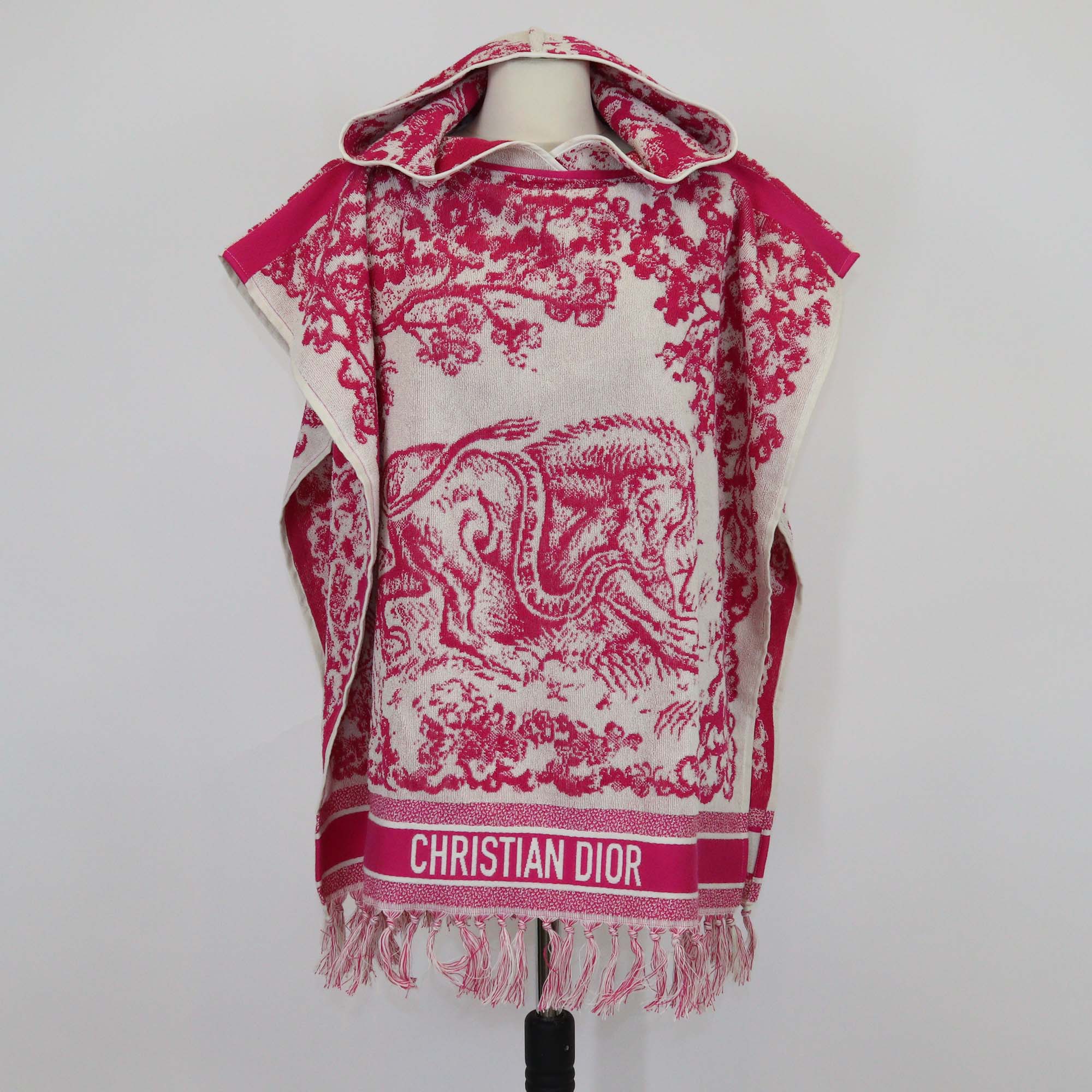 Christian Dior Toile de Jouy Terry Cloth Hooded Poncho